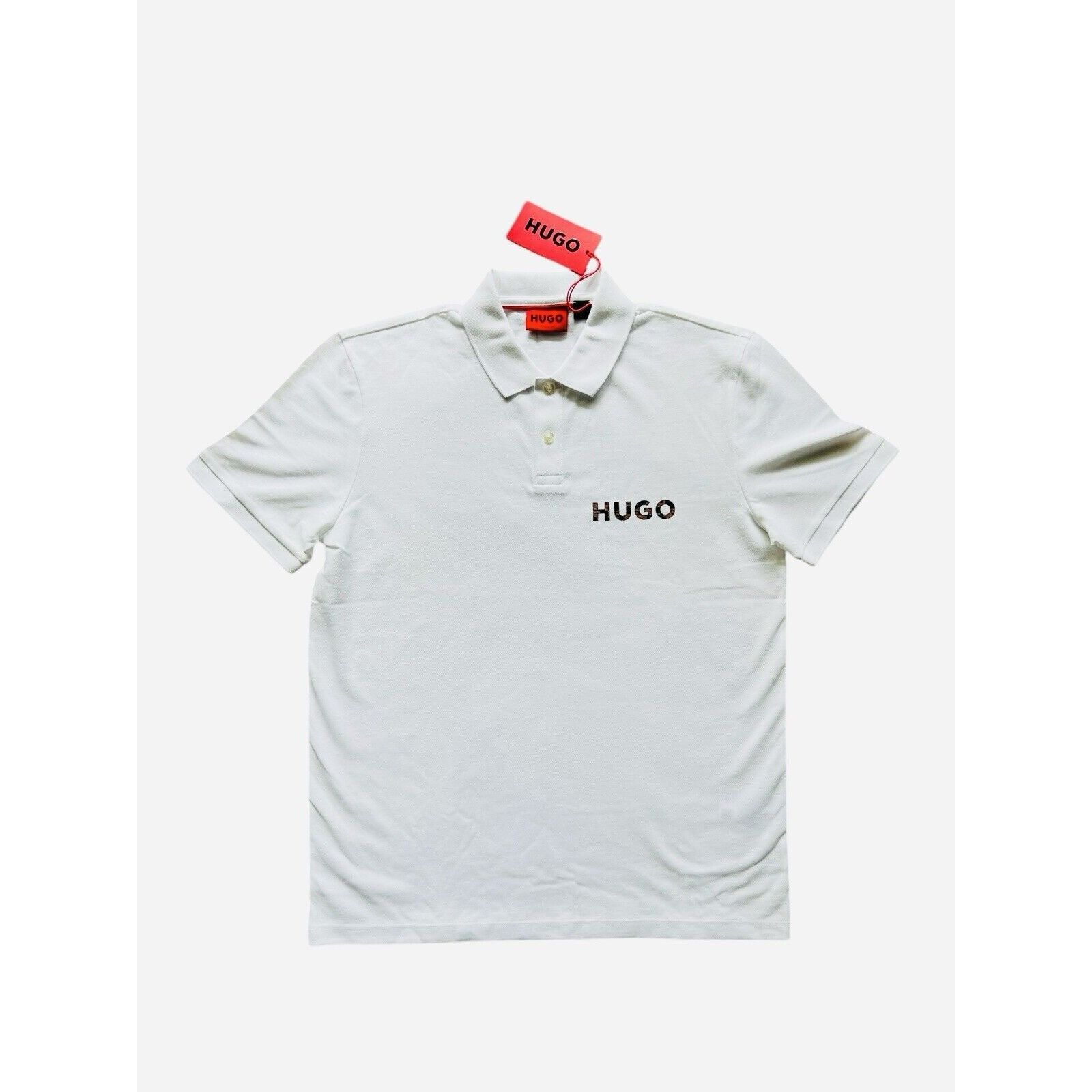 Hugo Boss Men Delongu Logo Polo Shirt White Size XL