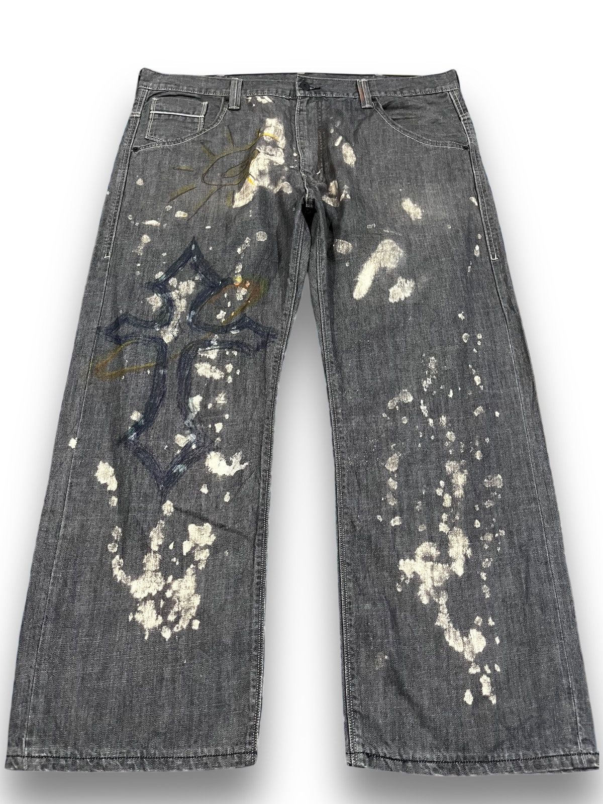 LVC × Levi's × Levi's Vintage Clothing Vintage Levis 569 Paint Splatter Mural Denim Size US 43 - 1 Thumbnail