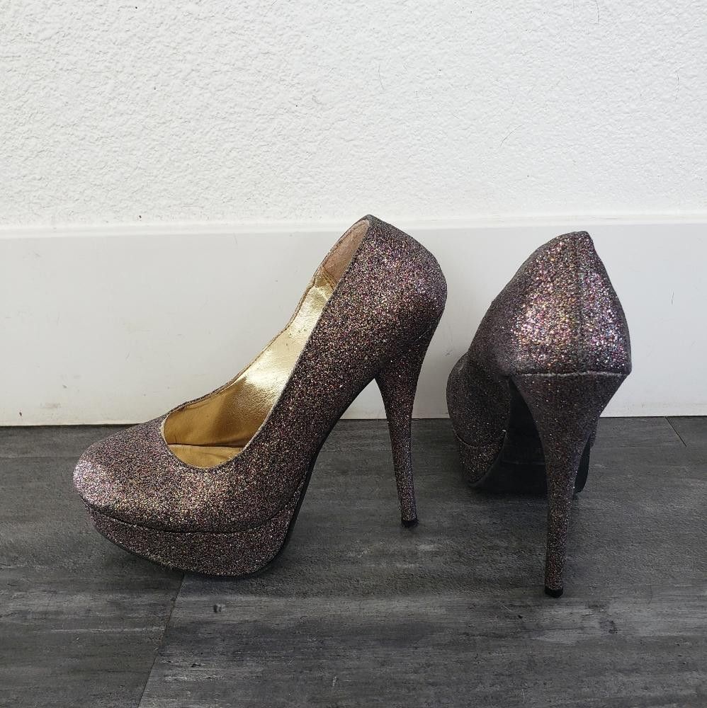 Designer Colorful Glitter Detailed CR Heels Size US 6 / IT 36 - 2 Thumbnail