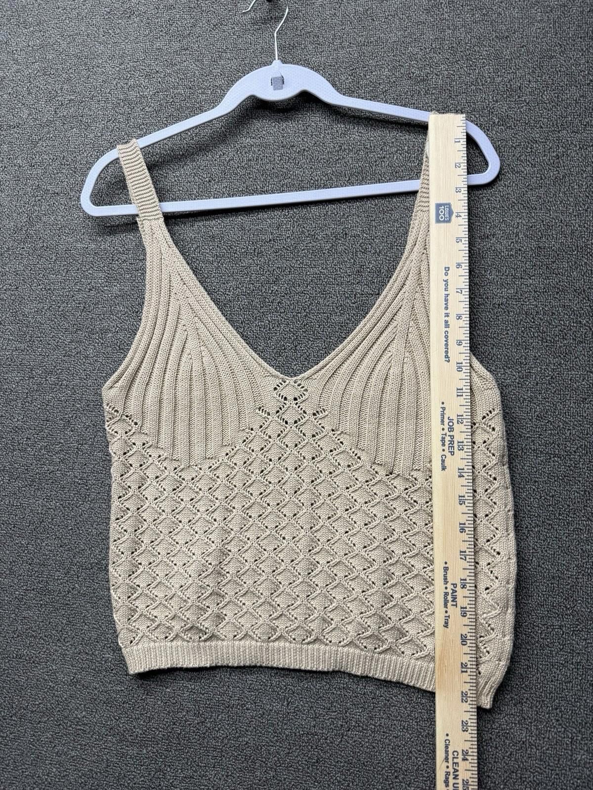 Other Streetwear Society Tan Crochet Crop Top Boho Shirt XL Size XL / US 12-14 / IT 48-50 - 5 Thumbnail
