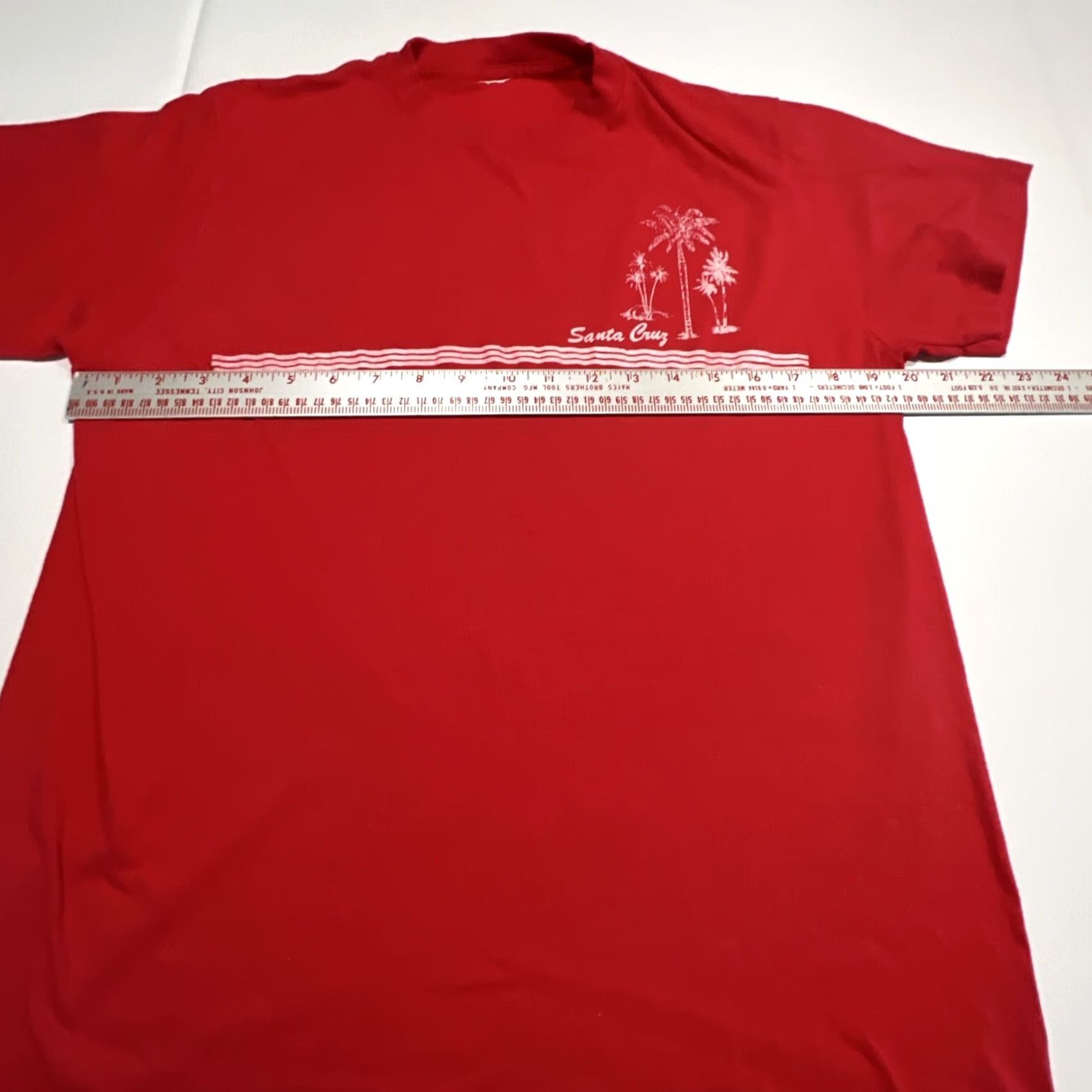 Vintage VINTAGE Santa Cruz Shirt L Unbranded Graphic Tee Red Palm Trees No Tag Unisex Short Sleeve 1980s Cotton Size US L / EU 52-54 / 3 - 7 Thumbnail