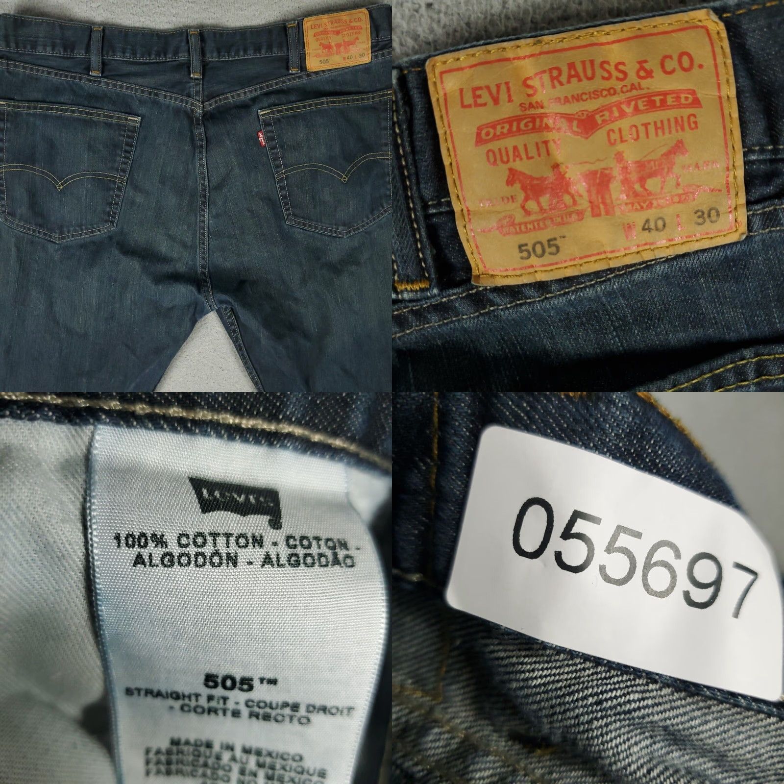 Levi's Levis 505 Jeans Mens 40x26 Blue Casual Straight Leg Denim Pants Size US 40 / EU 56 - 8 Thumbnail