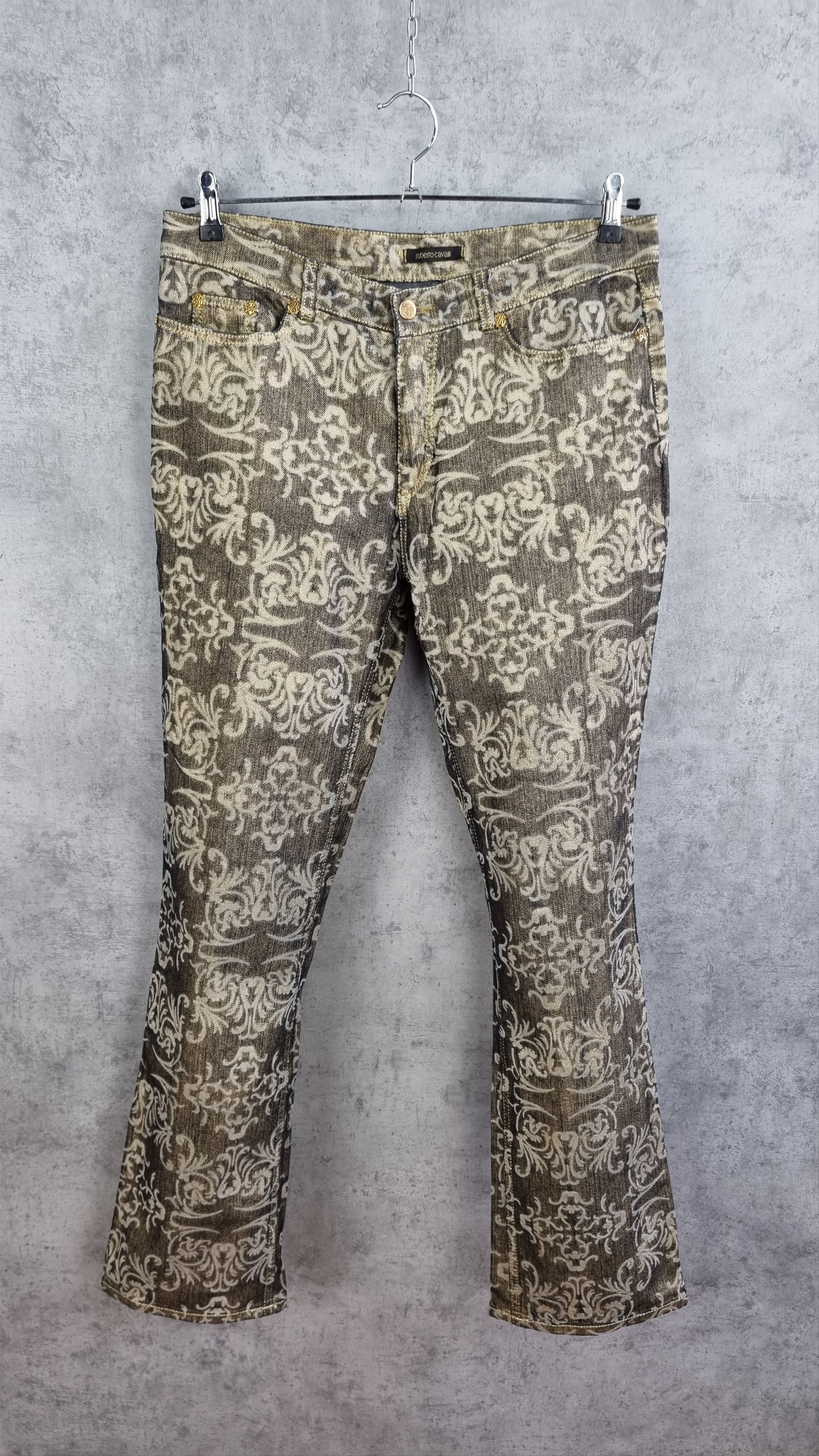 Roberto Cavalli Roberto Cavalli Golden Denim Art Design Exclusive Jeans Size US 33 - 1 Thumbnail