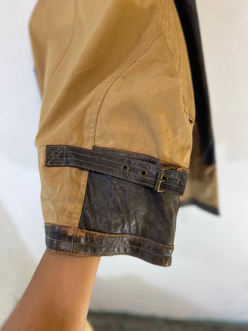 Japanese Brand vintage japanese brands partially leather jacket nice design Size US XL / EU 56 / 4 - 13 Thumbnail