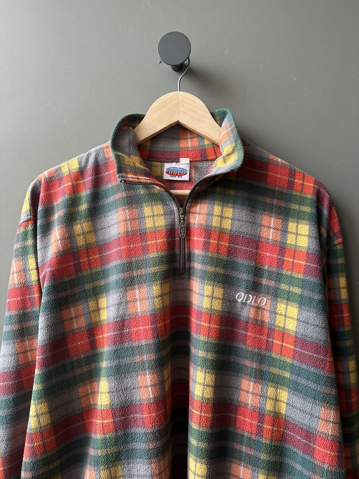 Odlo Vintage Odlo 1/4 Zip Fleece Check Sweater Size L Size US L / EU 52-54 / 3 - 2 Thumbnail