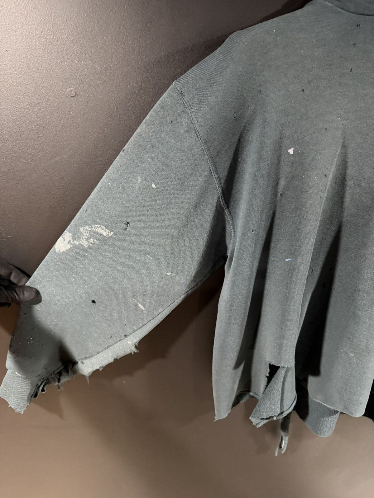 Vintage 1990s Vintage Faded Grunge Punk Thrashed Cropped Hoodie L Size US L / EU 52-54 / 3 - 4 Thumbnail