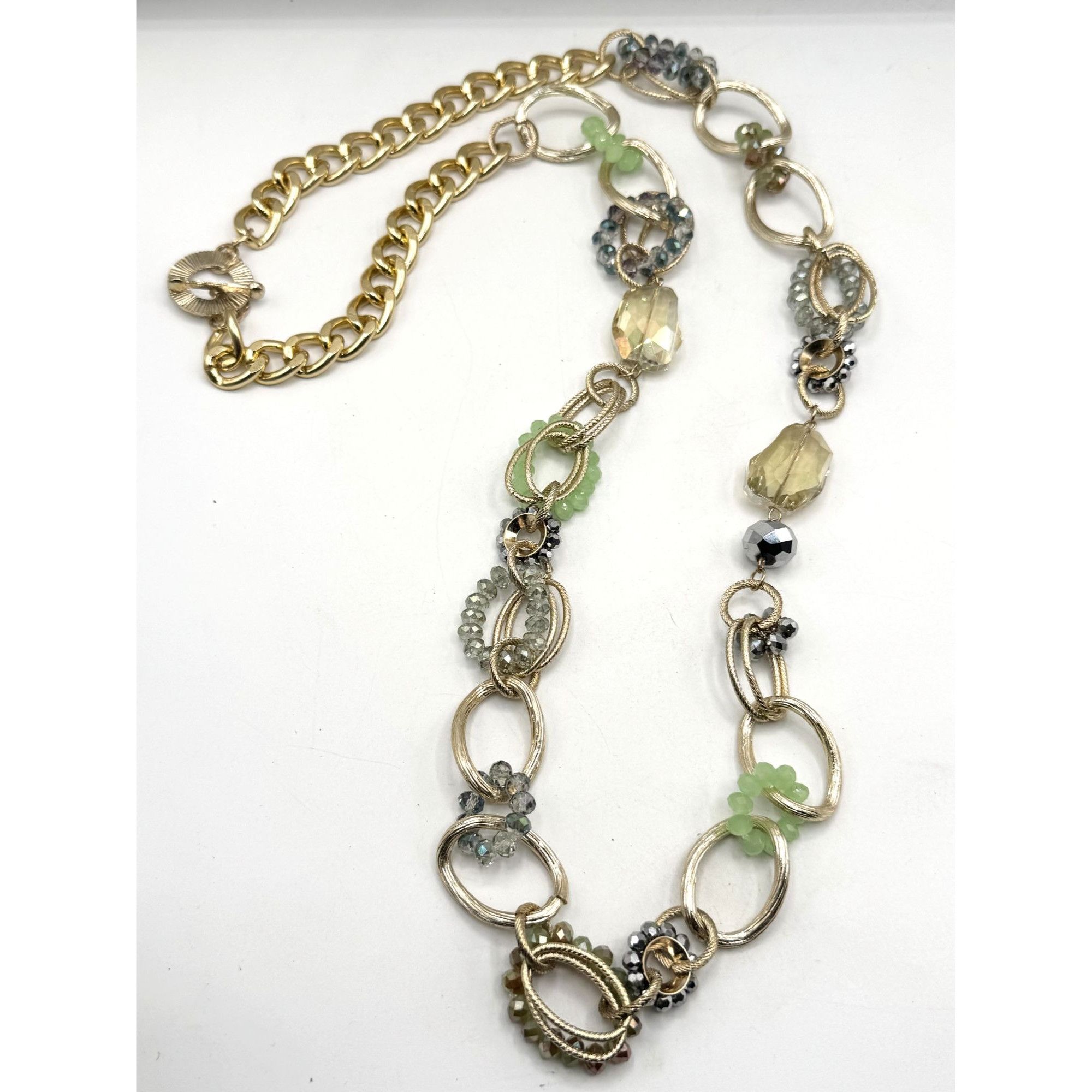 Vintage Beaded crystal chain beaded long necklace Size ONE SIZE - 3 Thumbnail