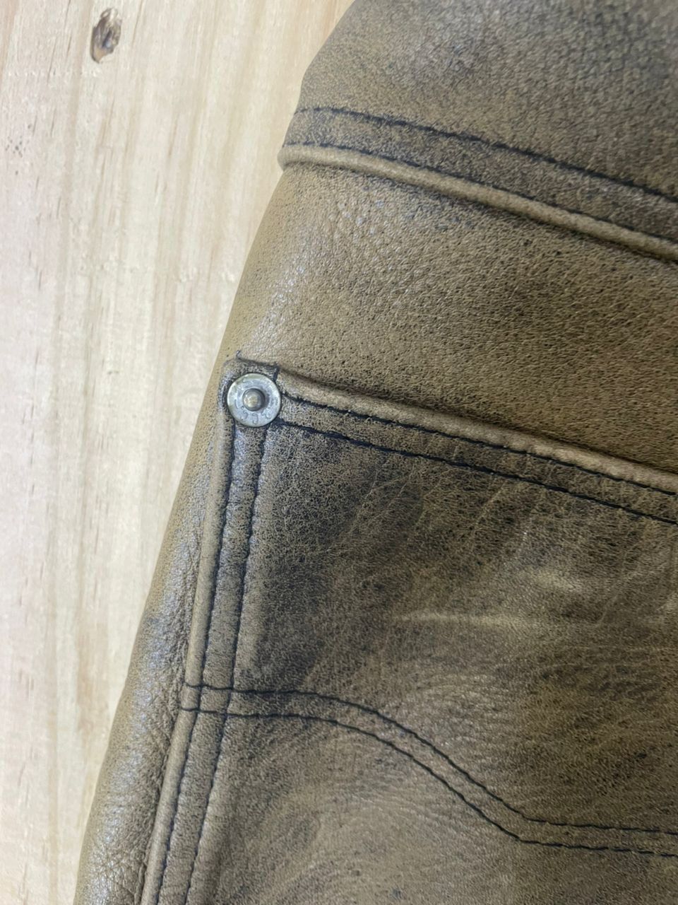 Designer × Genuine Leather × Vintage Vintage R.B.C Roadmaster Denim Leather Pants Size US 31 - 8 Thumbnail