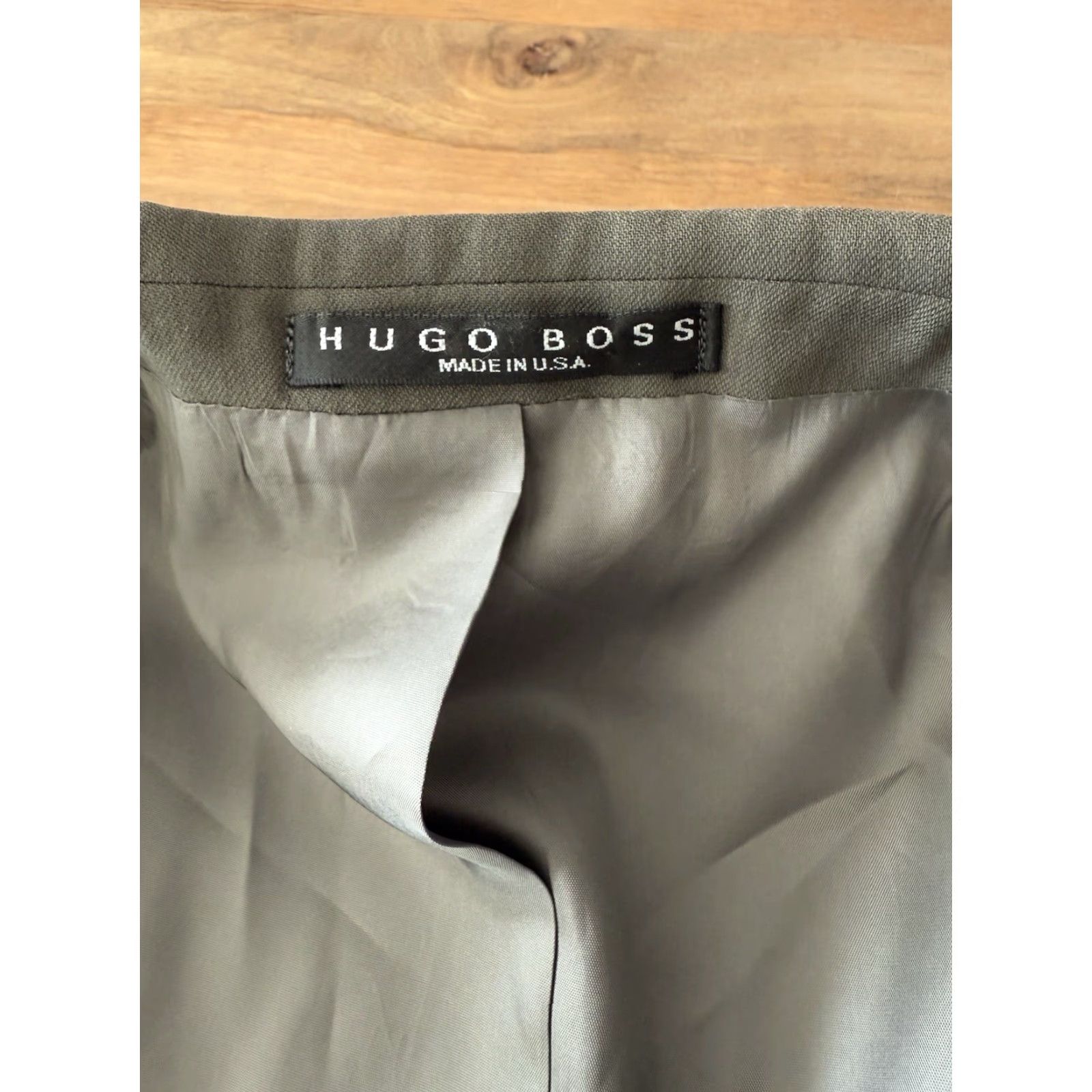 Hugo Boss VINTAGE Hugo Boss Green Einstein Blazer Mens 46L Ventless Sport Jacket Coat USA Size 46R - 3 Thumbnail