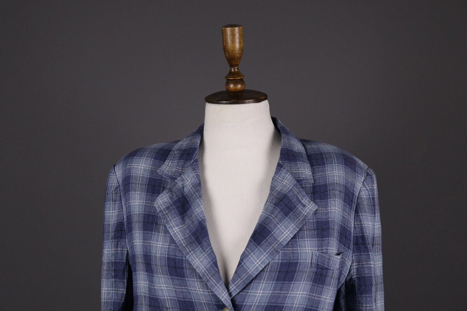 L.L. Bean L.L. Bean Petite Blue Check 100% Linen Blazer Jacket Size Size M / US 6-8 / IT 42-44 - 2 Thumbnail
