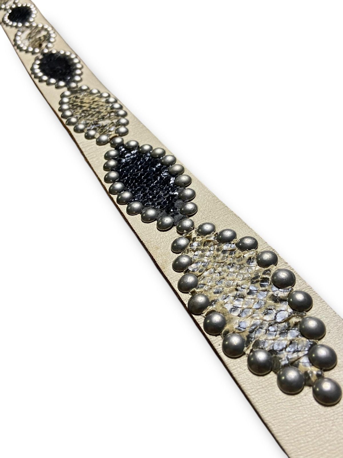Japanese Brand 🔥 METAL STUDDED LEATHER BELT 🔥 (142) Size 42 - 3 Thumbnail