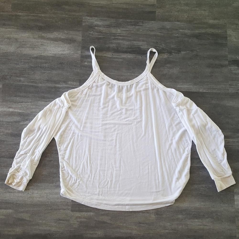 Designer White Open Shoulder Melville Long Sleeve Size ONE SIZE - 2 Thumbnail