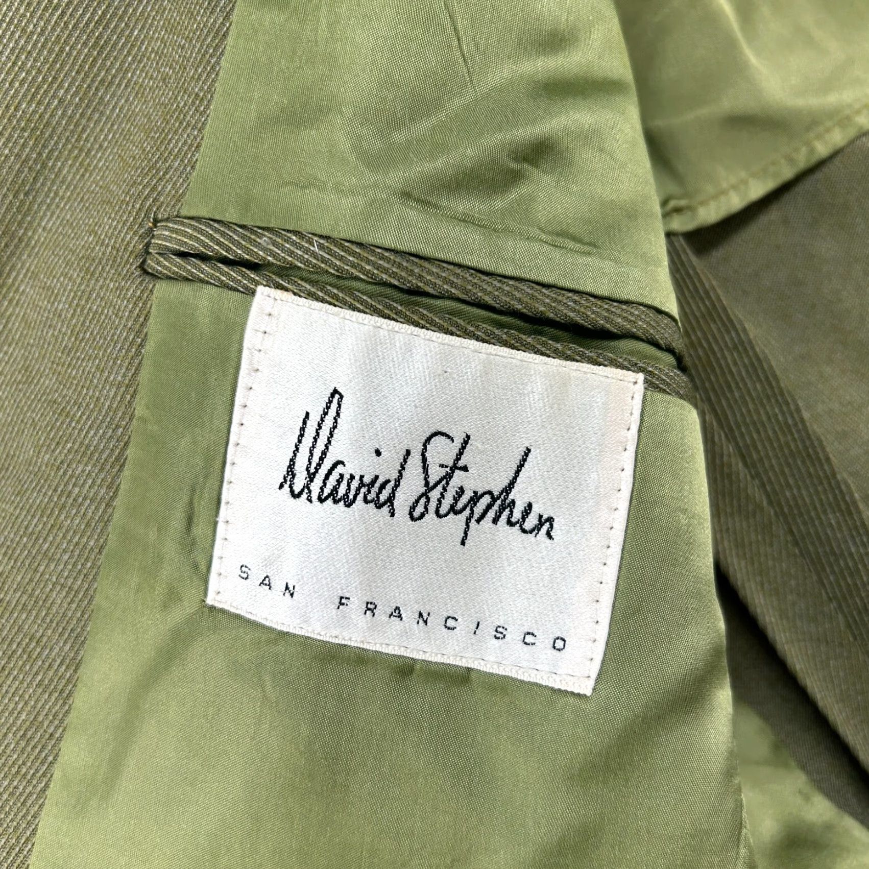 Vintage VINTAGE David Stephen Jacket Mens 42 Green Wool Tweed Blazer Sport Coat Pea Coat 60s Mens Size 42R - 6 Thumbnail