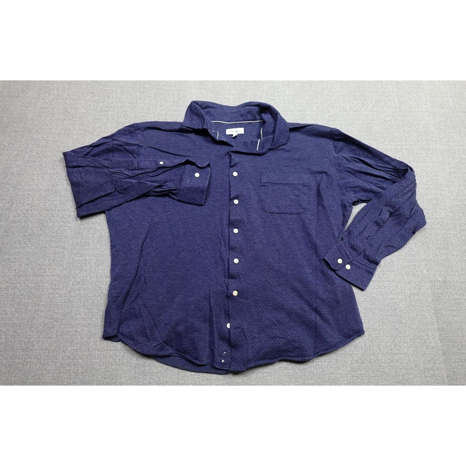 Peter Millar Peter Millar Shirt Mens XL Blue Long Sleeve Button-Front Pocket Casual Knit Geometric Size US XL / EU 56 / 4 - 3 Thumbnail