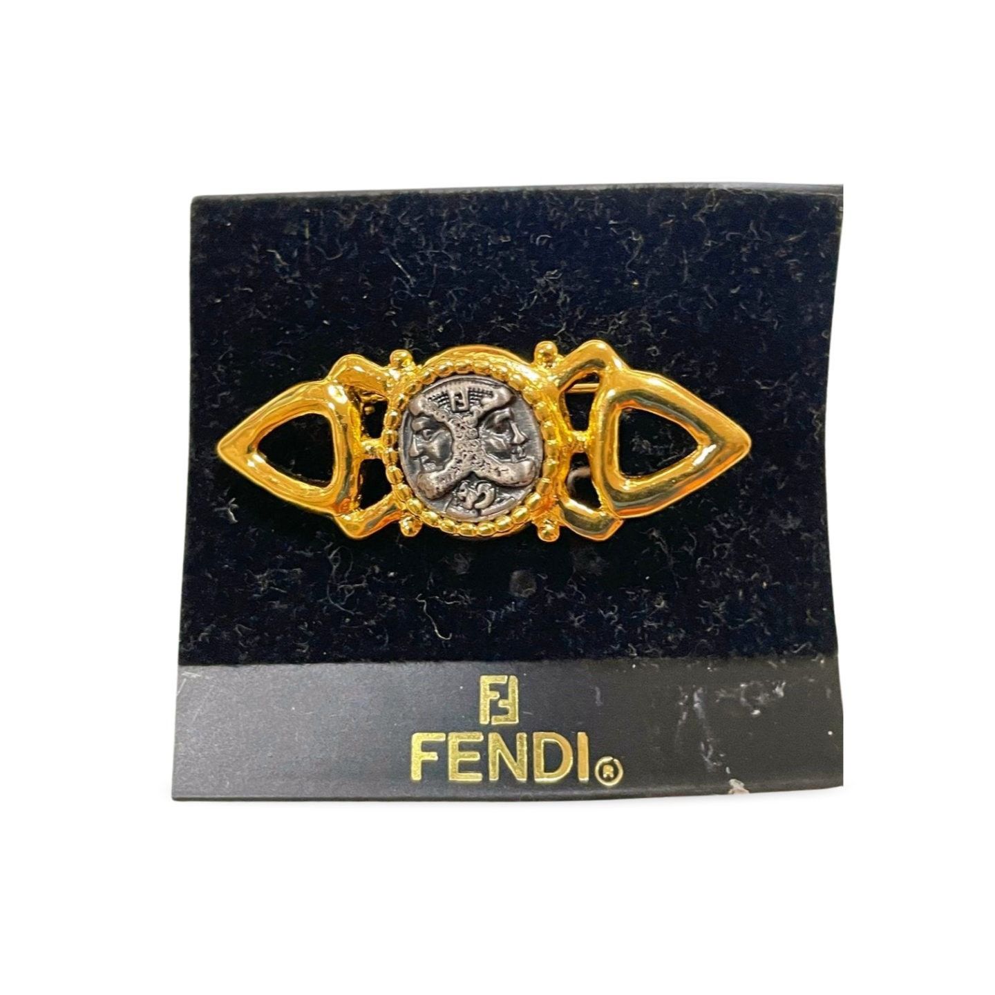 Fendi MINT. Vintage FENDI gold and gunmetal Jenus brooch pin Size ONE SIZE - 5 Thumbnail
