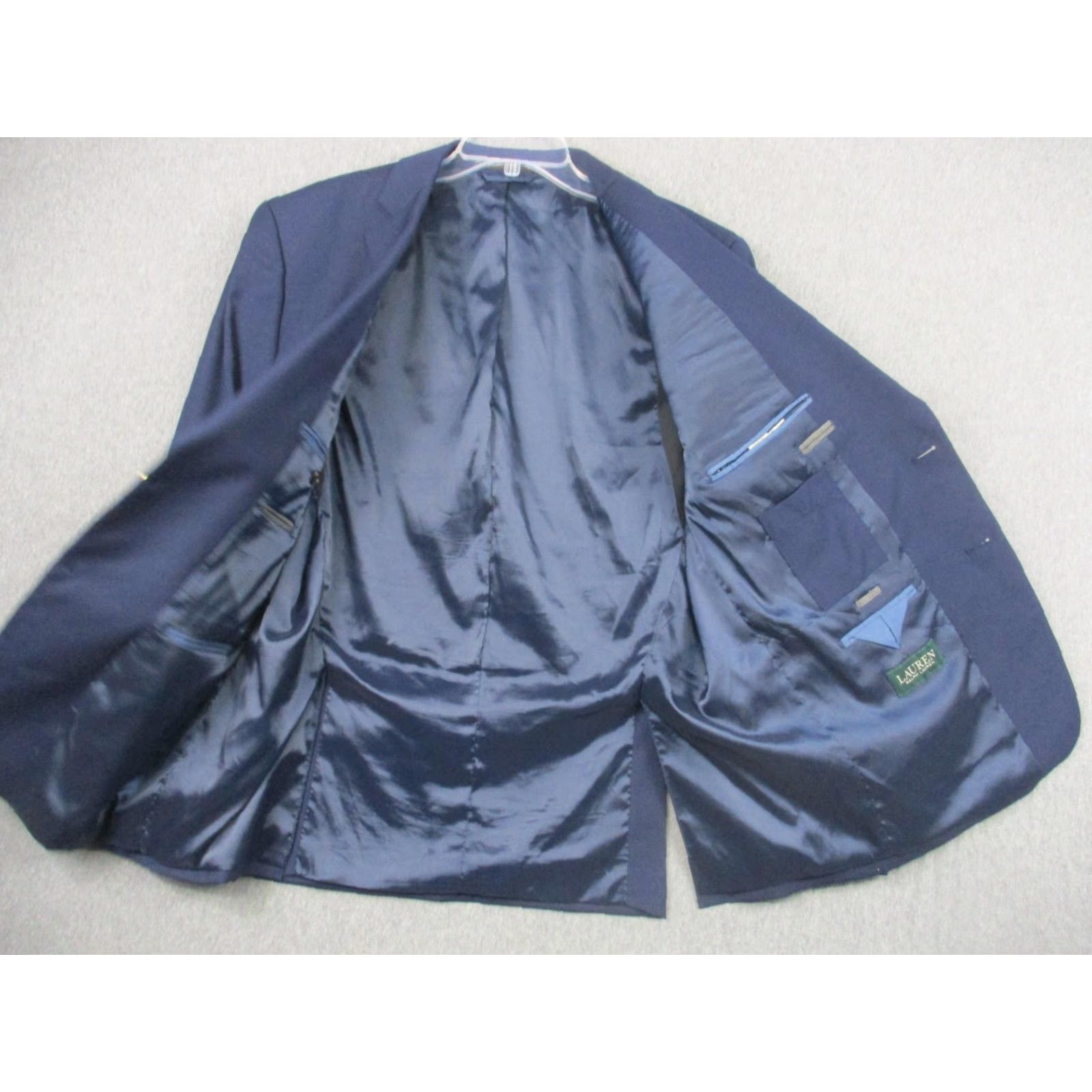 Ralph Lauren VINTAGE Lauren Ralph Lauren Blazer Mens 44R Navy Blue Wool Blend Gold Button Sport Coat Size 44R - 7 Thumbnail
