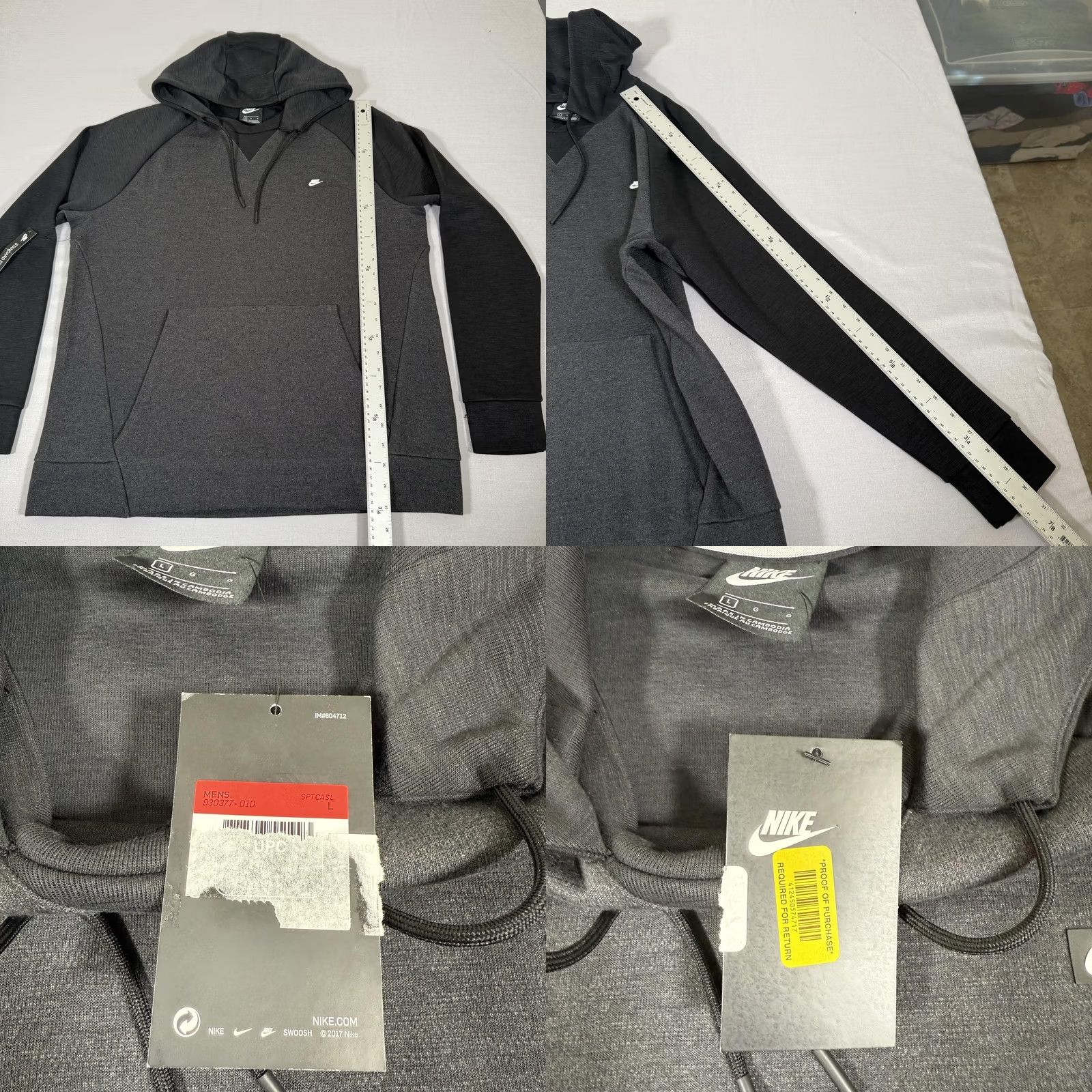 Nike Nike Hoodie Men L Gray Pullover Sweatshirt with Hooded Pockets Logo Fireheather Front Kangaroo Pocket Crew Neck All Seasons Sportswear Size US L / EU 52-54 / 3 - 8 Thumbnail