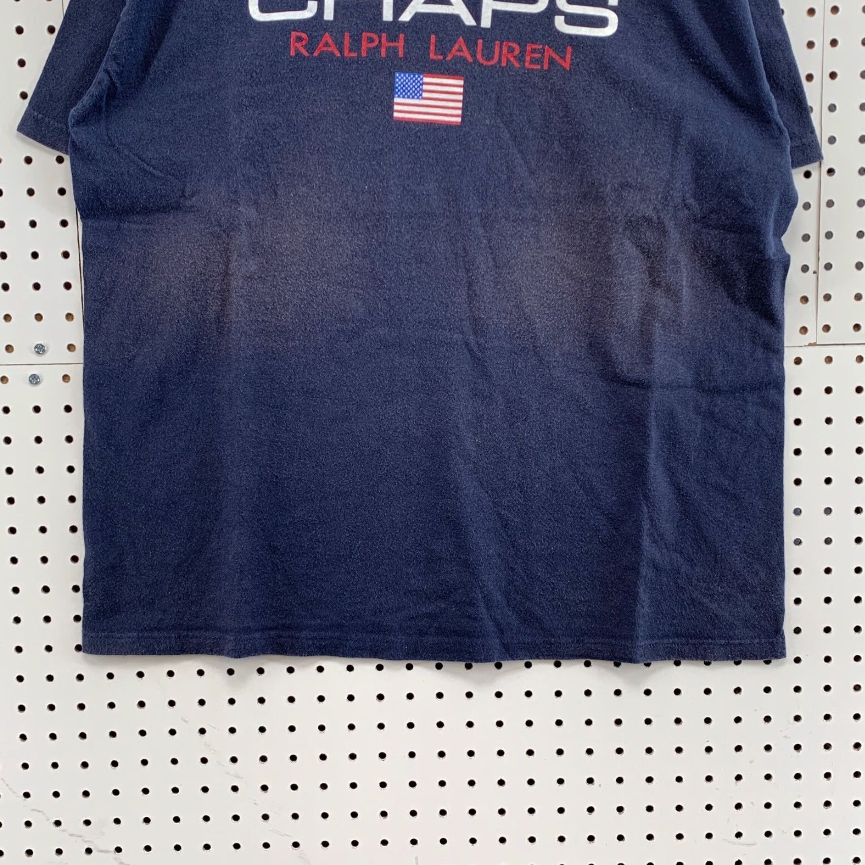 Chaps Vintage Chaps Ralph Lauren Shirt Mens L Navy USA flag Short Sleeve Crew Neck 23X29 Cotton Blend T-Shirt Size US L / EU 52-54 / 3 - 6 Thumbnail