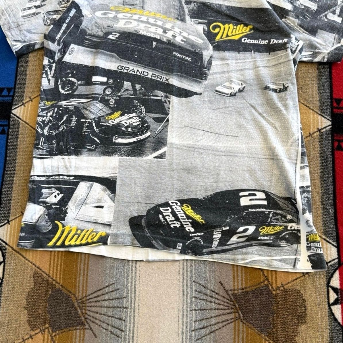 Fruit Of The Loom VINTAGE Miller Lite Nascar All Over Print T-Shirt Gray L Mens 90s Cars Racing Sports Short Sleeve Size US L / EU 52-54 / 3 - 4 Thumbnail