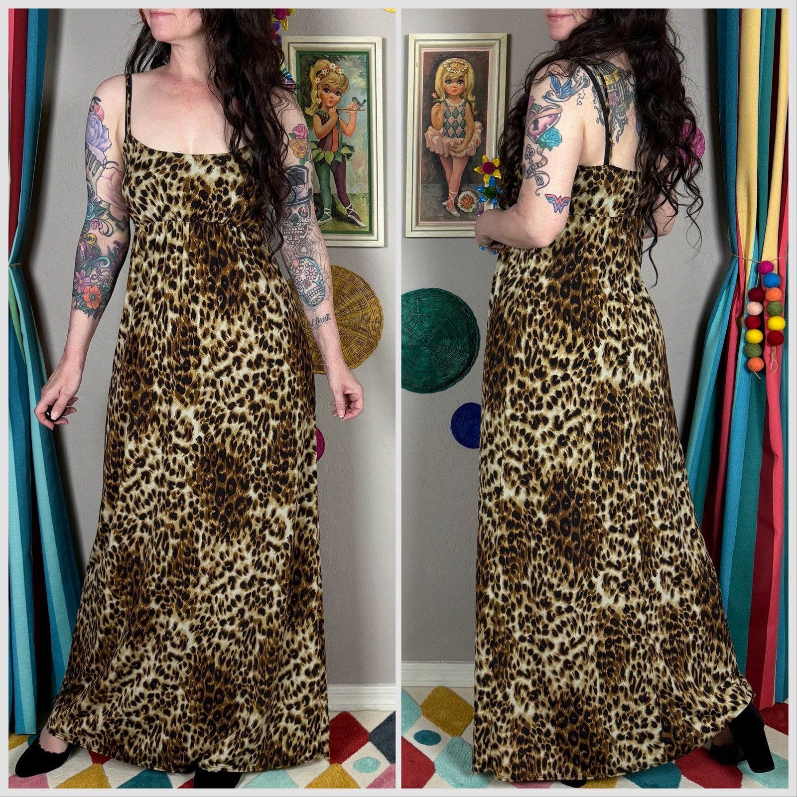 Vintage Vintage 1990s Leopard Print Sleeveless Slipdress Size S / US 4 / IT 40 - 3 Thumbnail