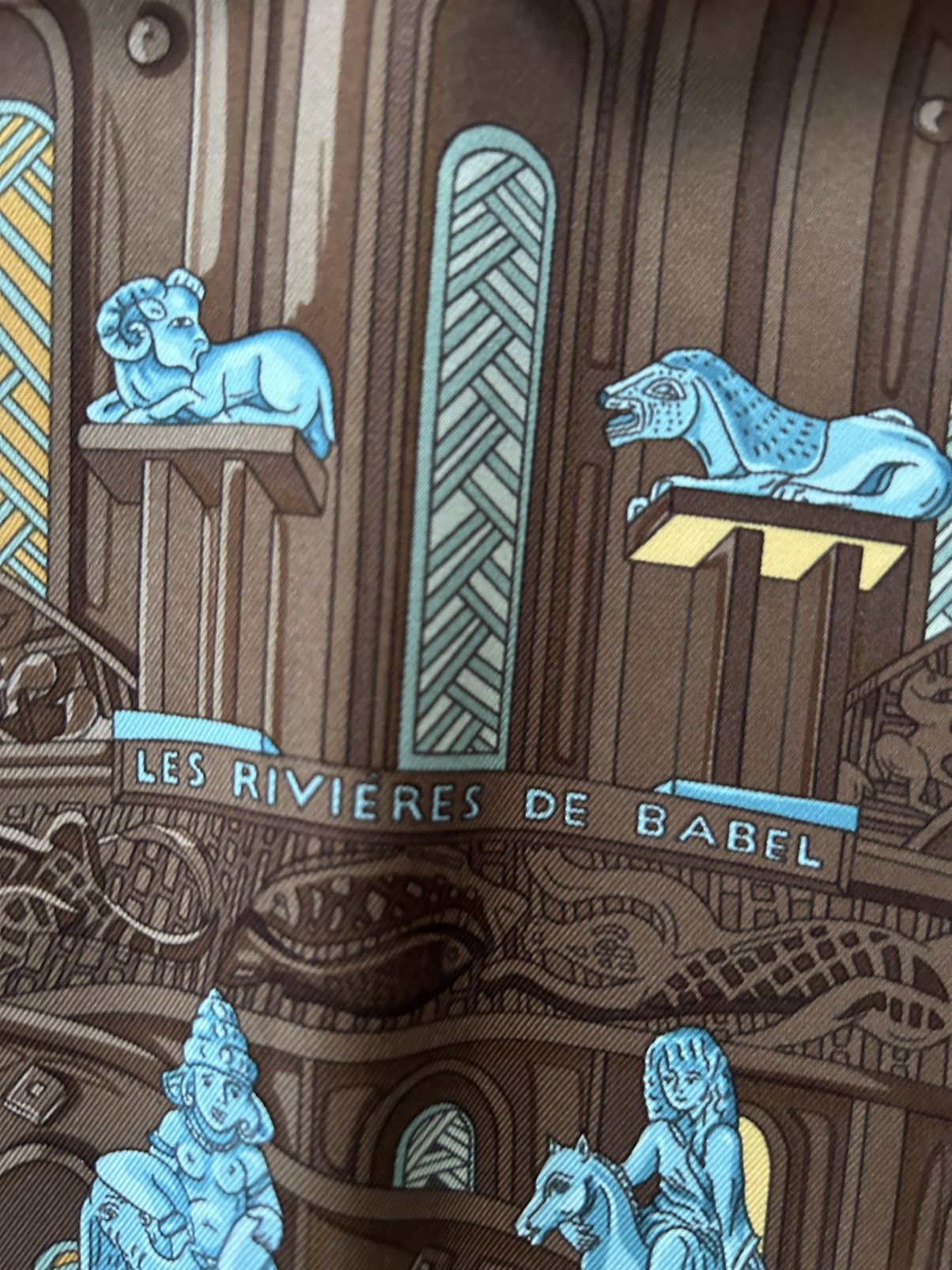 Hermes Hermès Silk 90x90 Archive 2001 Les Rivieres De Babel Scarf Size ONE SIZE - 2 Thumbnail