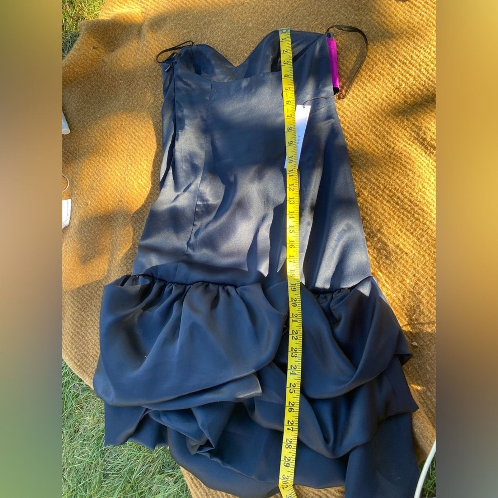 Vintage VTG y2k strapless navy blue satin dress purple mini bubble Size S / US 4 / IT 40 - 12 Thumbnail
