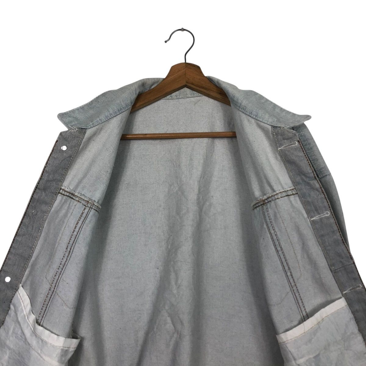 Japanese Brand 🔥VINTAGE DENIM JACKET BIKER UNBRANDED BIG LOGO BACK HIT Size US M / EU 48-50 / 2 - 21 Thumbnail