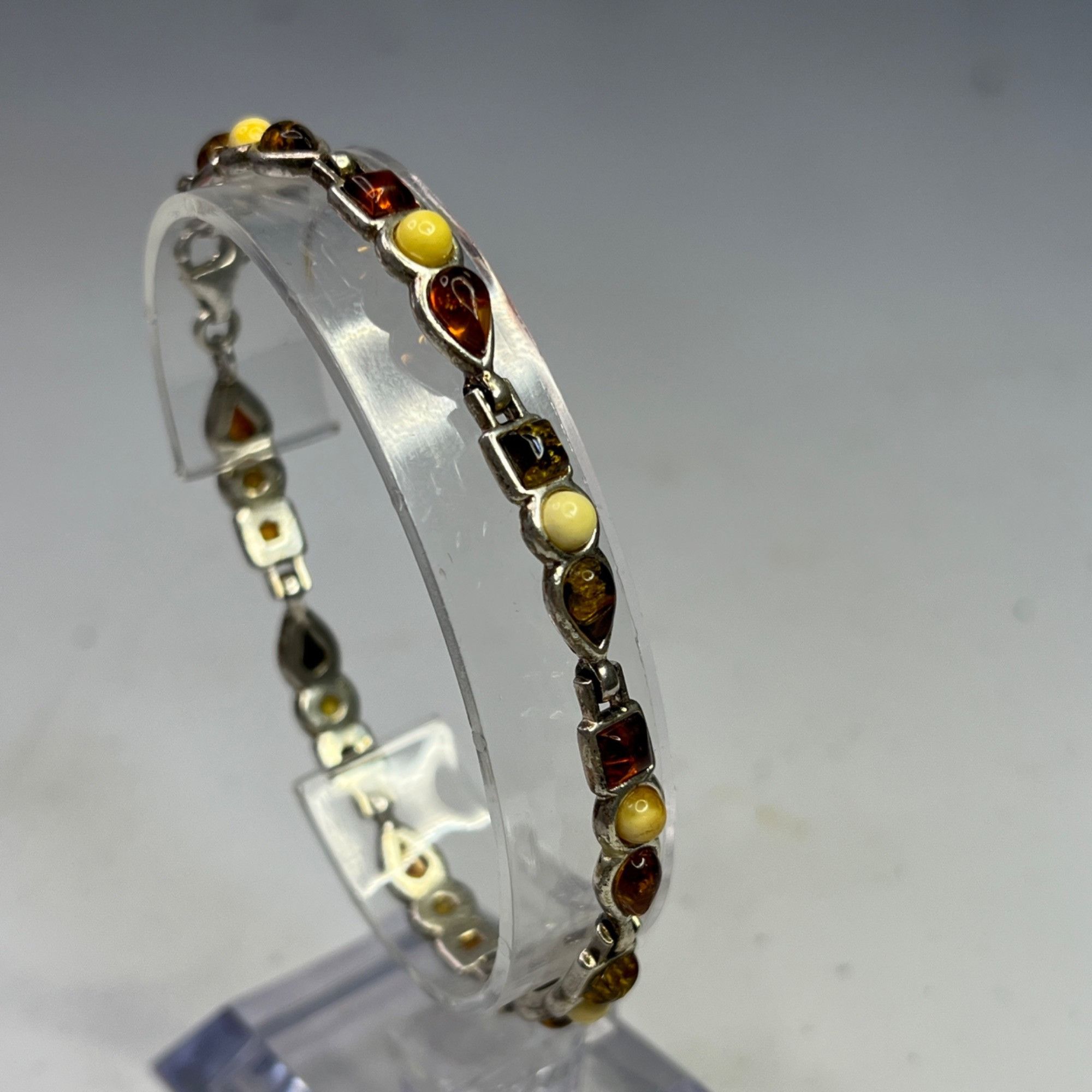 Other Amber & Sterling Silver 7" Multi-Color Bracelet With Teardro Size ONE SIZE - 2 Thumbnail