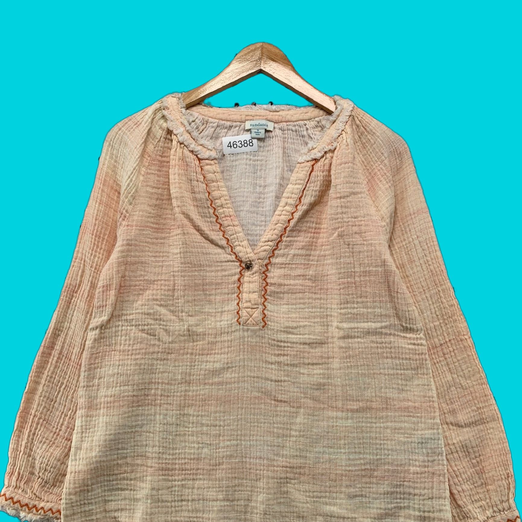 Vintage Sundance Blouse Womens S White Bohemian Gauze Cotton Top Boho Beach Coastal Resort Size S / US 4 / IT 40 - 1 Thumbnail