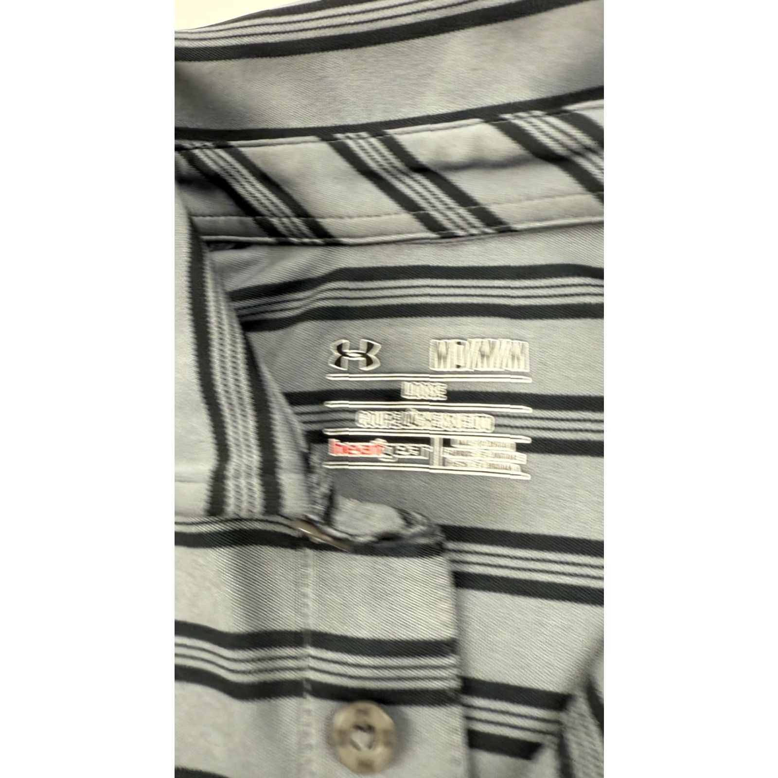 Under Armour Under Armour Shirt Mens M Gray Striped HeatGear Polo Golf Athletic Lightweight Size US M / EU 48-50 / 2 - 3 Thumbnail