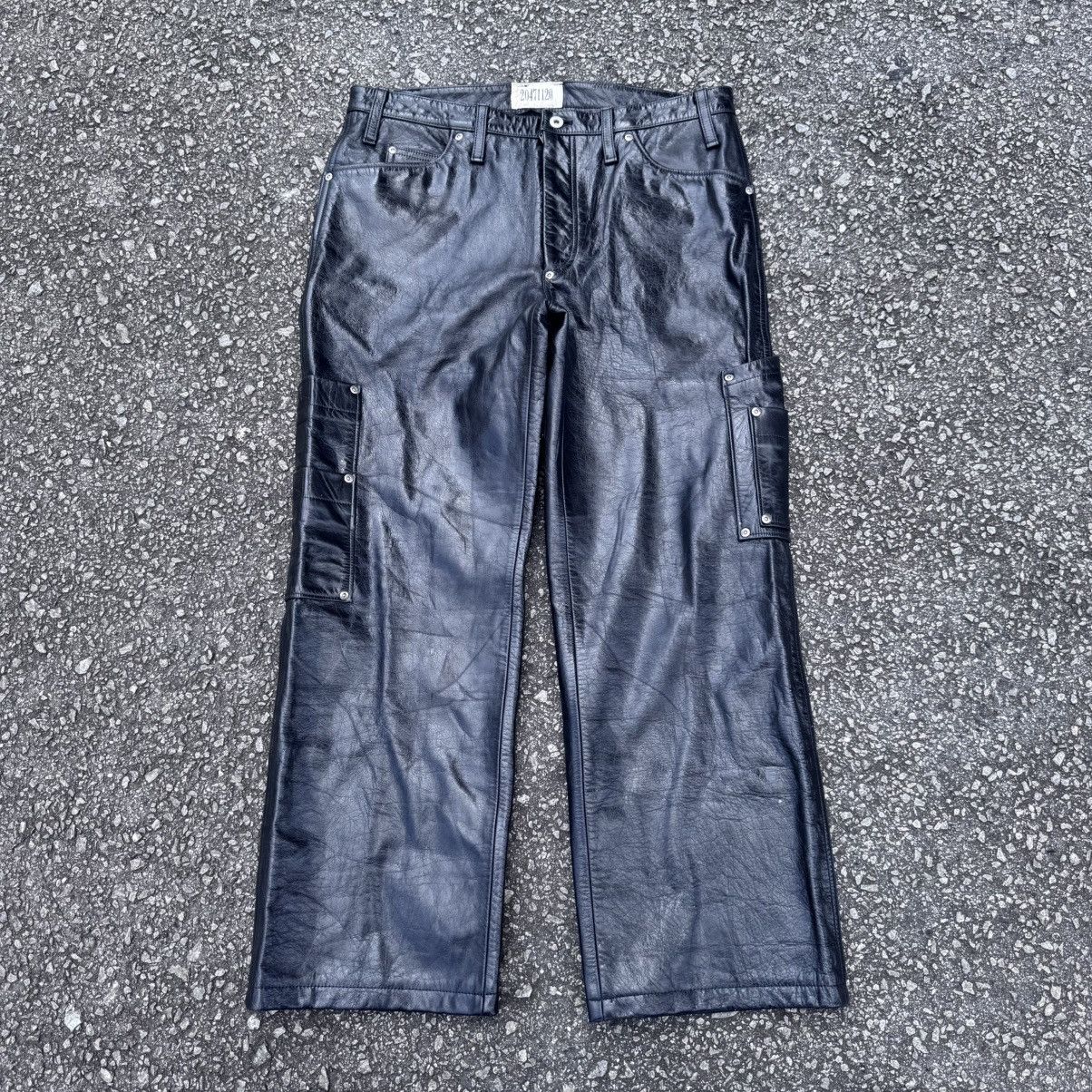 20471120 20471120 Black Leather Carpenter Pants Cowhide Size US 36 / EU 52 - 1 Thumbnail