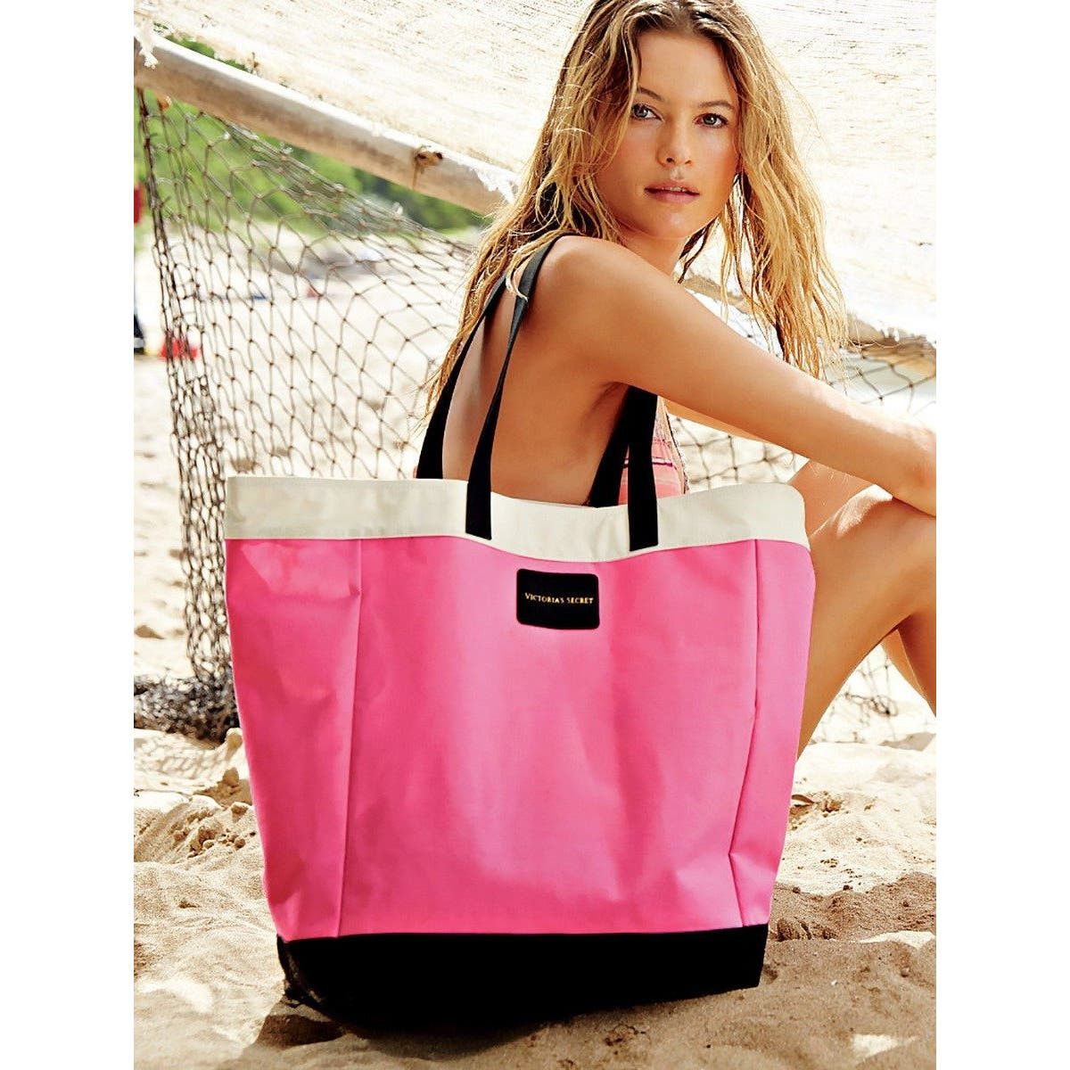image of Victorias Secret Victoria's Secret Vs Pink Canvas Tote Bag Weekend Beach Xl, Women's