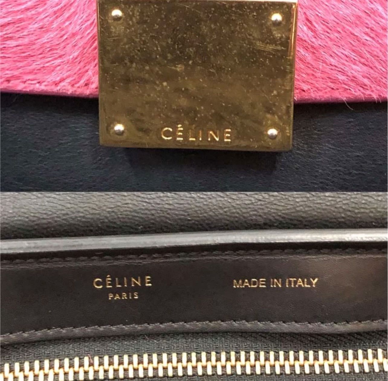 Celine CELINE Pink/Red/Black Tricolor Pony Hair Small Trapeze Bag Size ONE SIZE - 6 Thumbnail