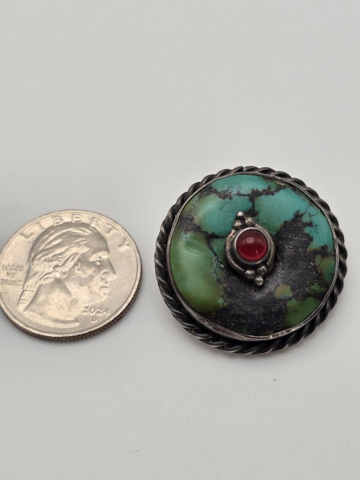 Sterling Silver Schlecht Sterling Earrings Spiderweb Turquoise & Carnelian Size ONE SIZE - 4 Thumbnail