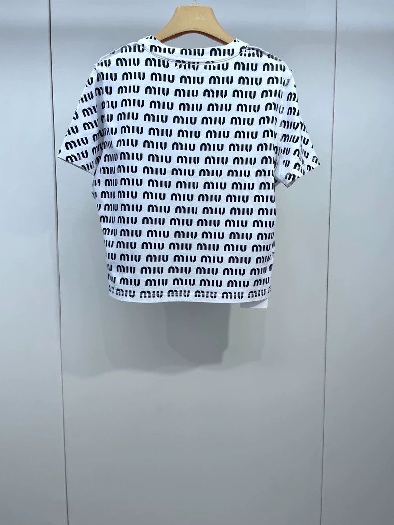 Prada Miu Miu Black and White Graphic TShirt-2506 Size M / US 6-8 / IT 42-44 - 2 Thumbnail