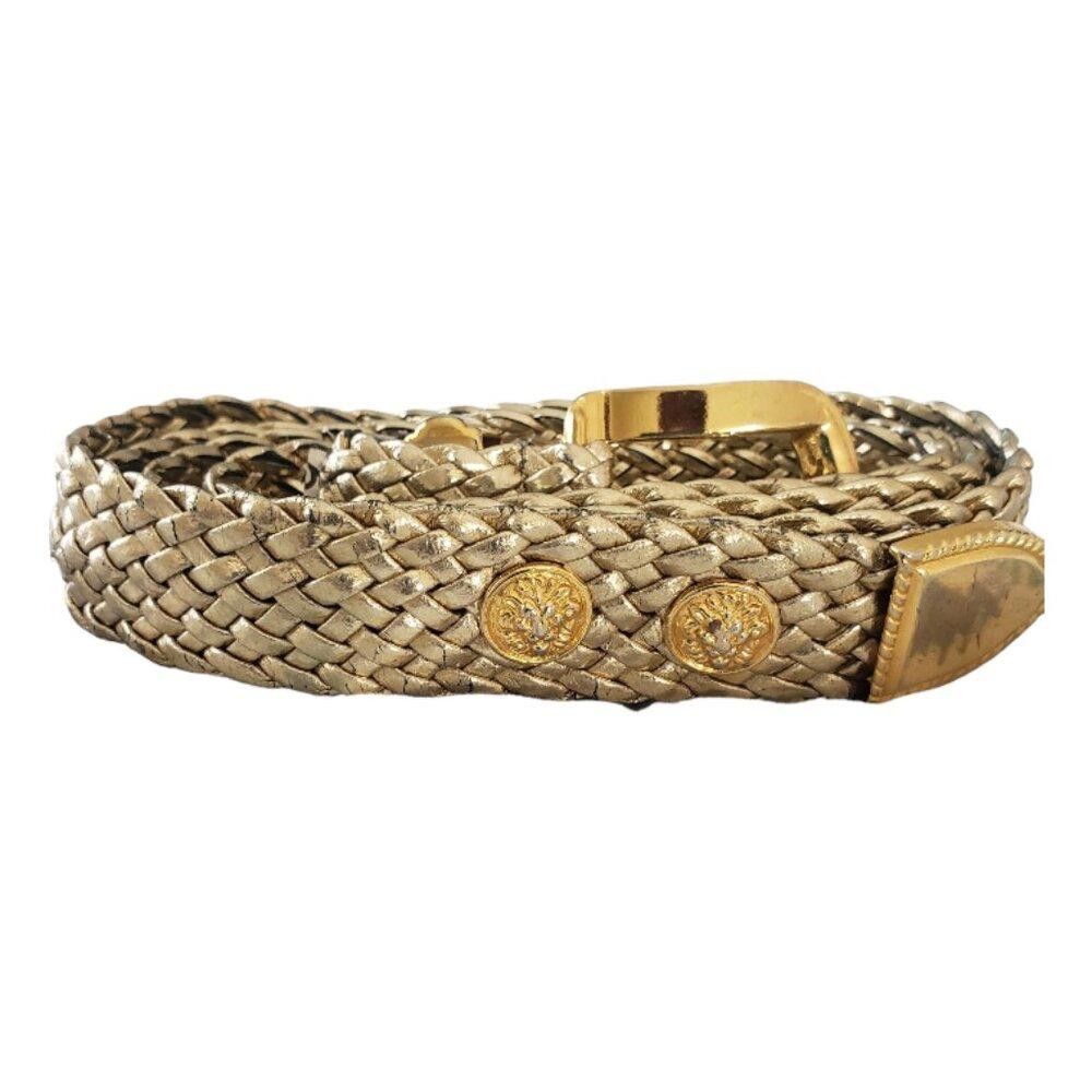 Designer Vintage Gold Braided Leather Ladies Belt Size ONE SIZE - 1 Thumbnail