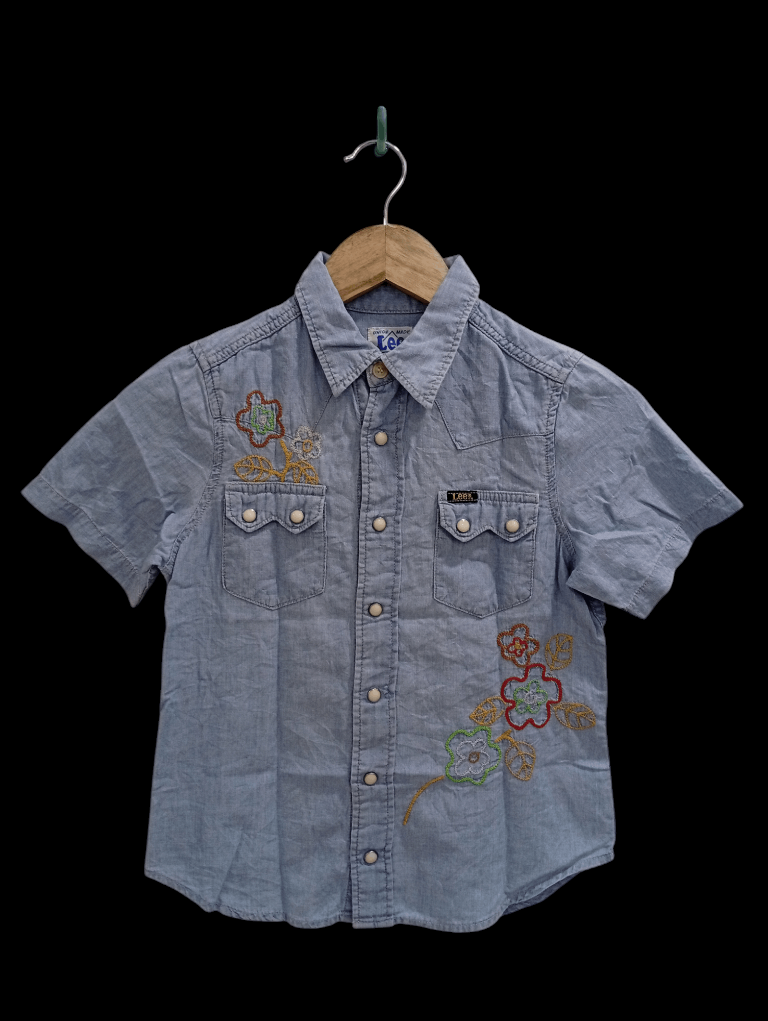 Lee × Vintage 🔥🔥Lee Riders Kids Boys Embroidery Denim Shirt Size US XXS / EU 40 - 1 Thumbnail