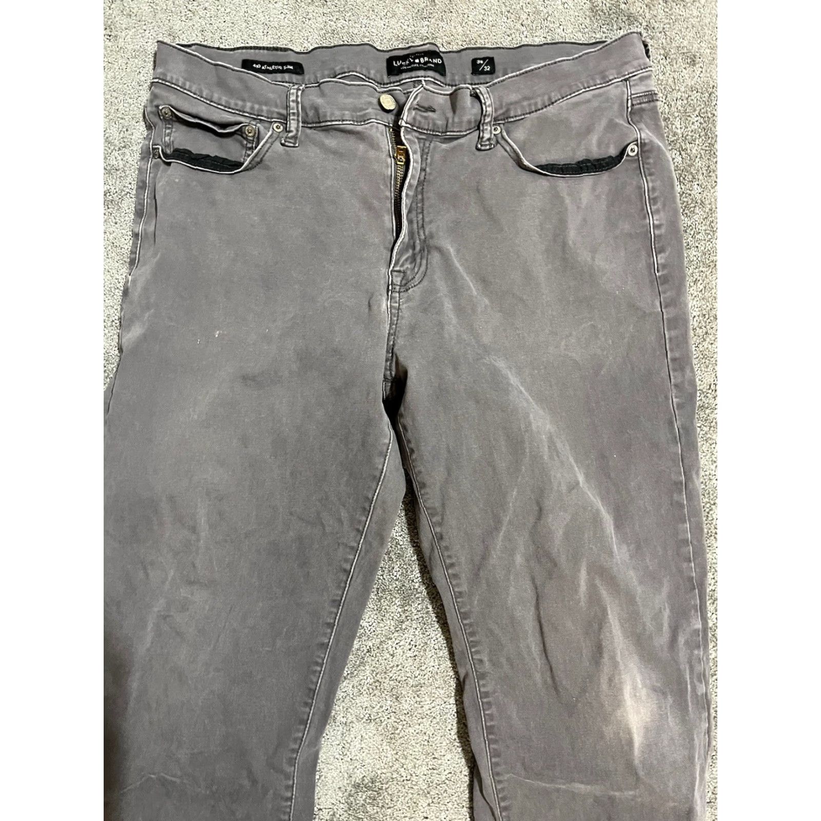 Lucky Brand Lucky Brand Jeans 410 Athletic Slim Mens 38x32 Grau Light Wash Straight Size US 38 / EU 54 - 2 Thumbnail