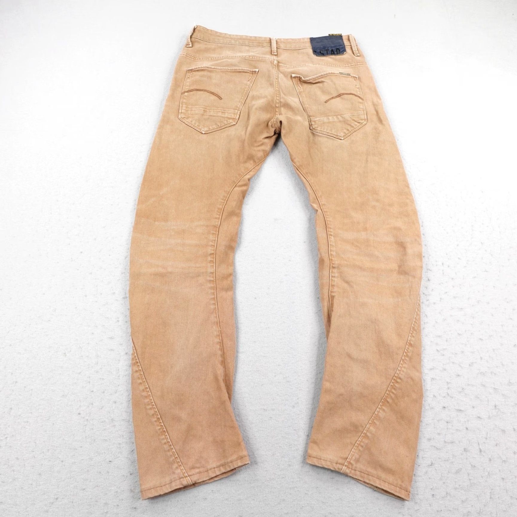 Vintage G Star RAW Jeans Mens 32x34 Beige Khaki Tan Denim Arc 3D Slim COJ Tapered Flex Slim Jeans Mens 32x34 Beige Denim Arc 3D Slim COJ Tapered Flex Size US 32 / EU 48 - 4 Thumbnail