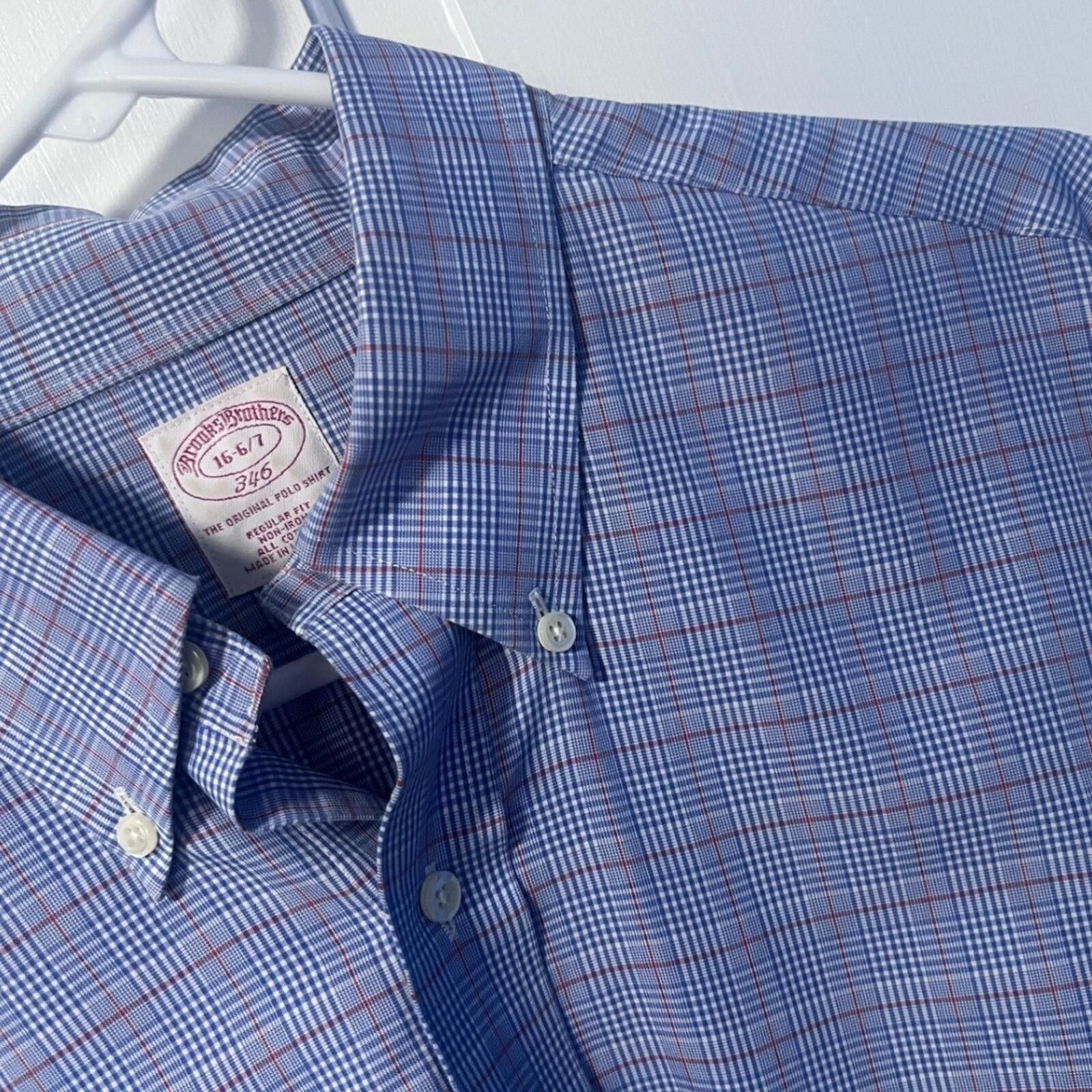 Brooks Brothers Brooks Brothers Shirt Mens 16 5/7 Blue Plaid Non-Iron 346 Size 38R - 1 Thumbnail