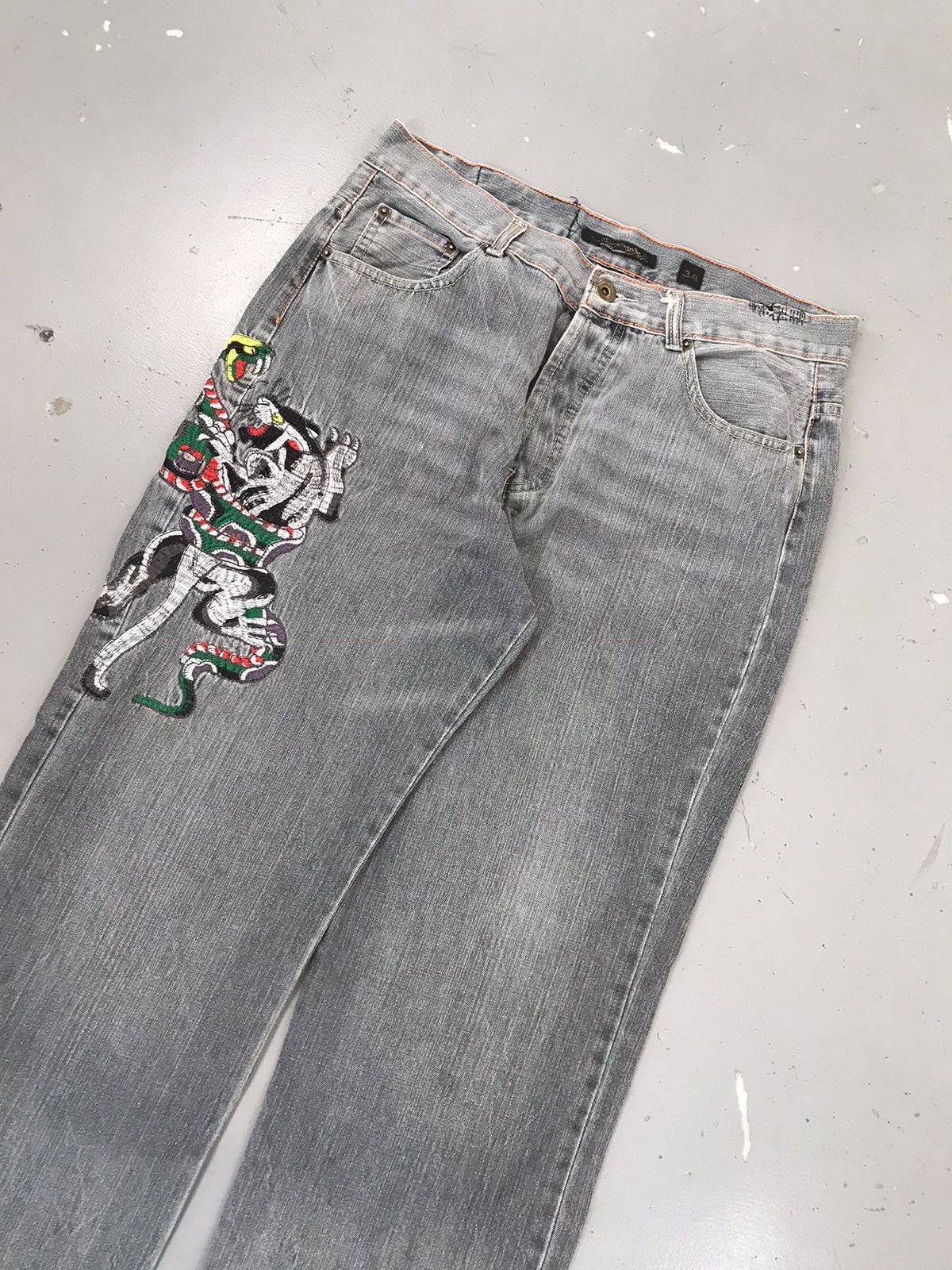 Ed Hardy × Vintage Vintage Edhardy crazy panther snake embroidered denim Size US 34 / EU 50 - 5 Thumbnail