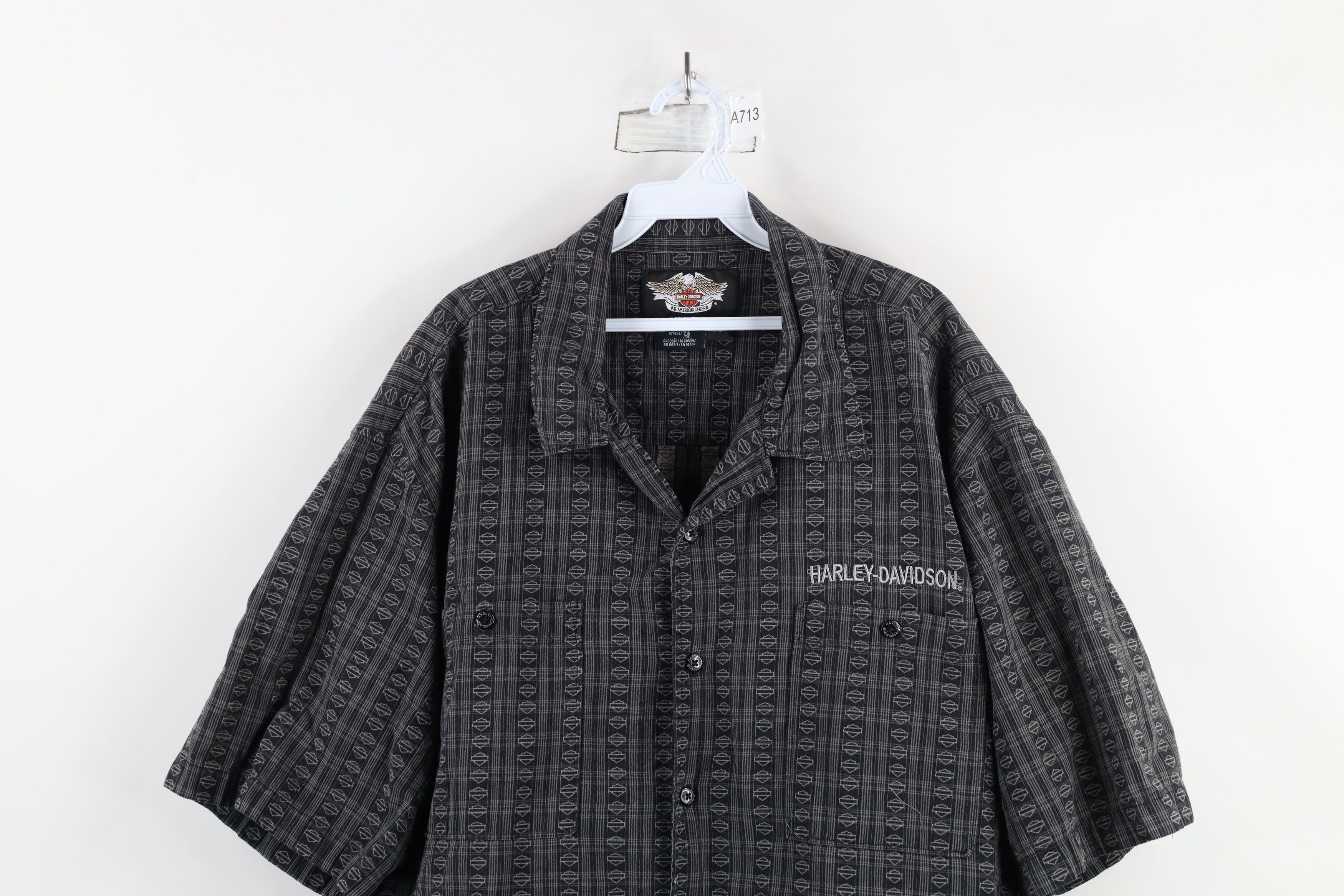 Harley Davidson × Vintage Vintage 90s Harley Davidson Logo All Over Print Button Shirt Size US XXL / EU 58 / 5 - 2 Thumbnail