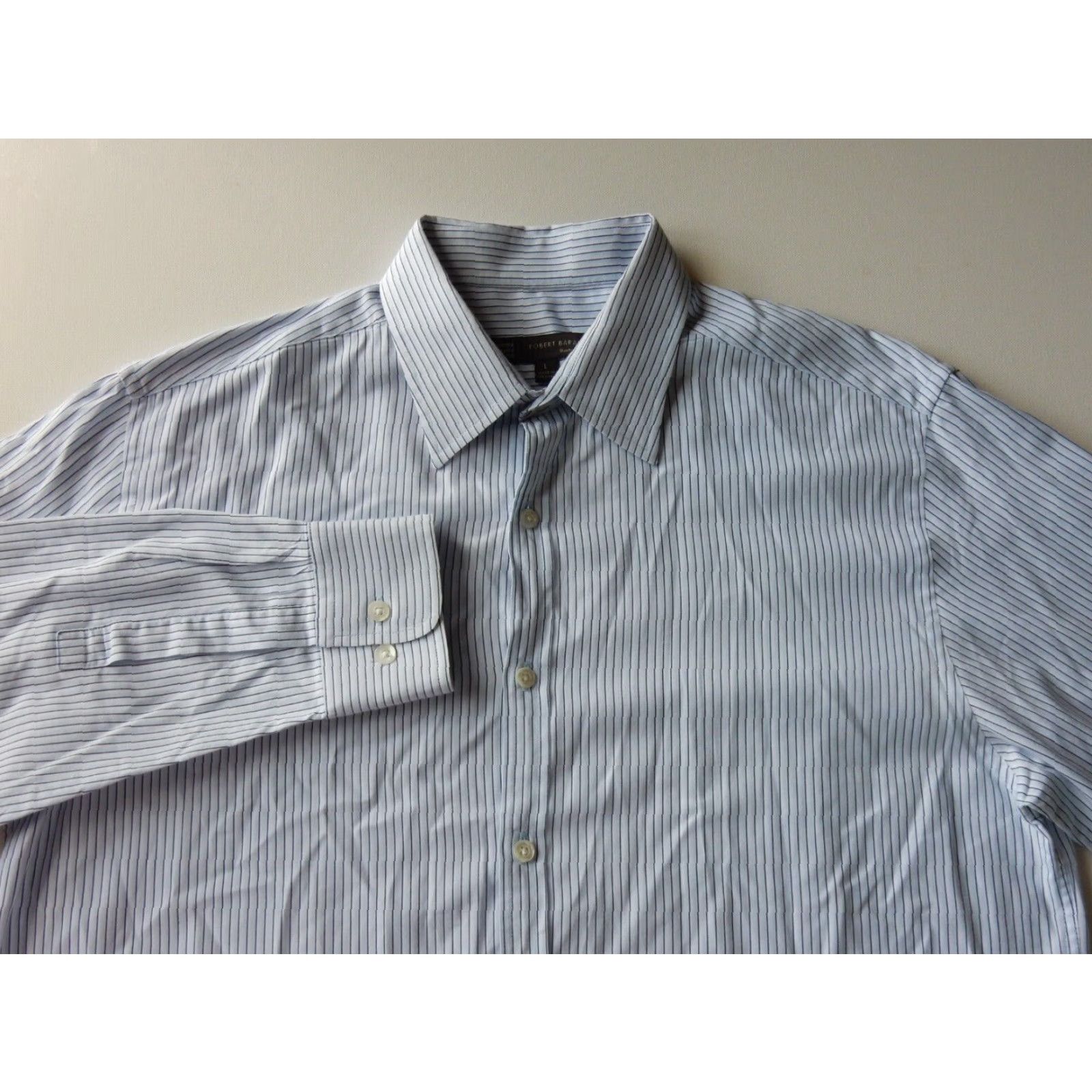 Vintage VINTAGE Robert Barakett Men's Shirt Long Sleeve Button-Up Size L Blue Striped Cotton Size US L / EU 52-54 / 3 - 2 Thumbnail