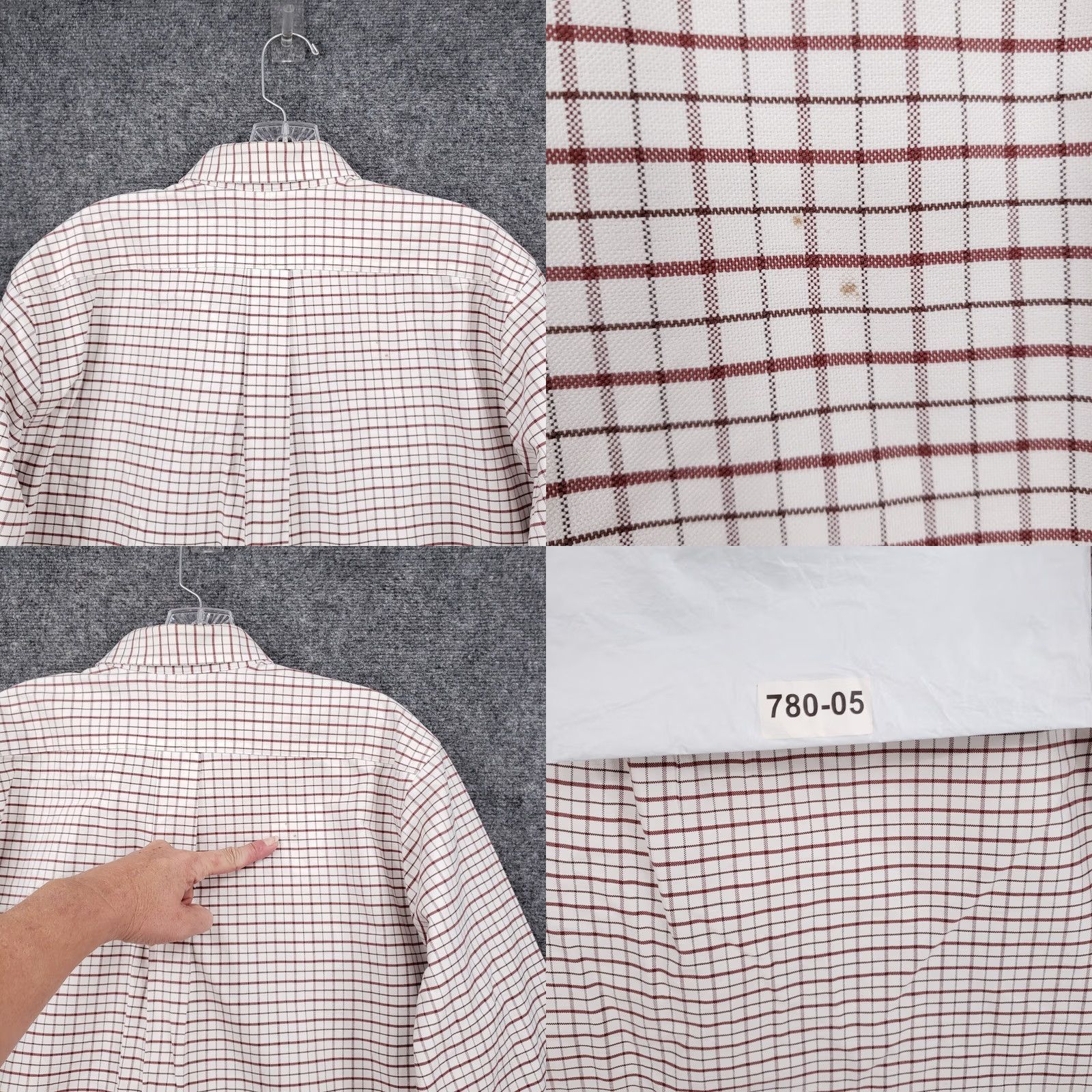 Vintage LL Bean Shirt Mens 15 34 White Plaid Wrinkle Resistant Button Down Dress Preppy Size 40R - 9 Thumbnail