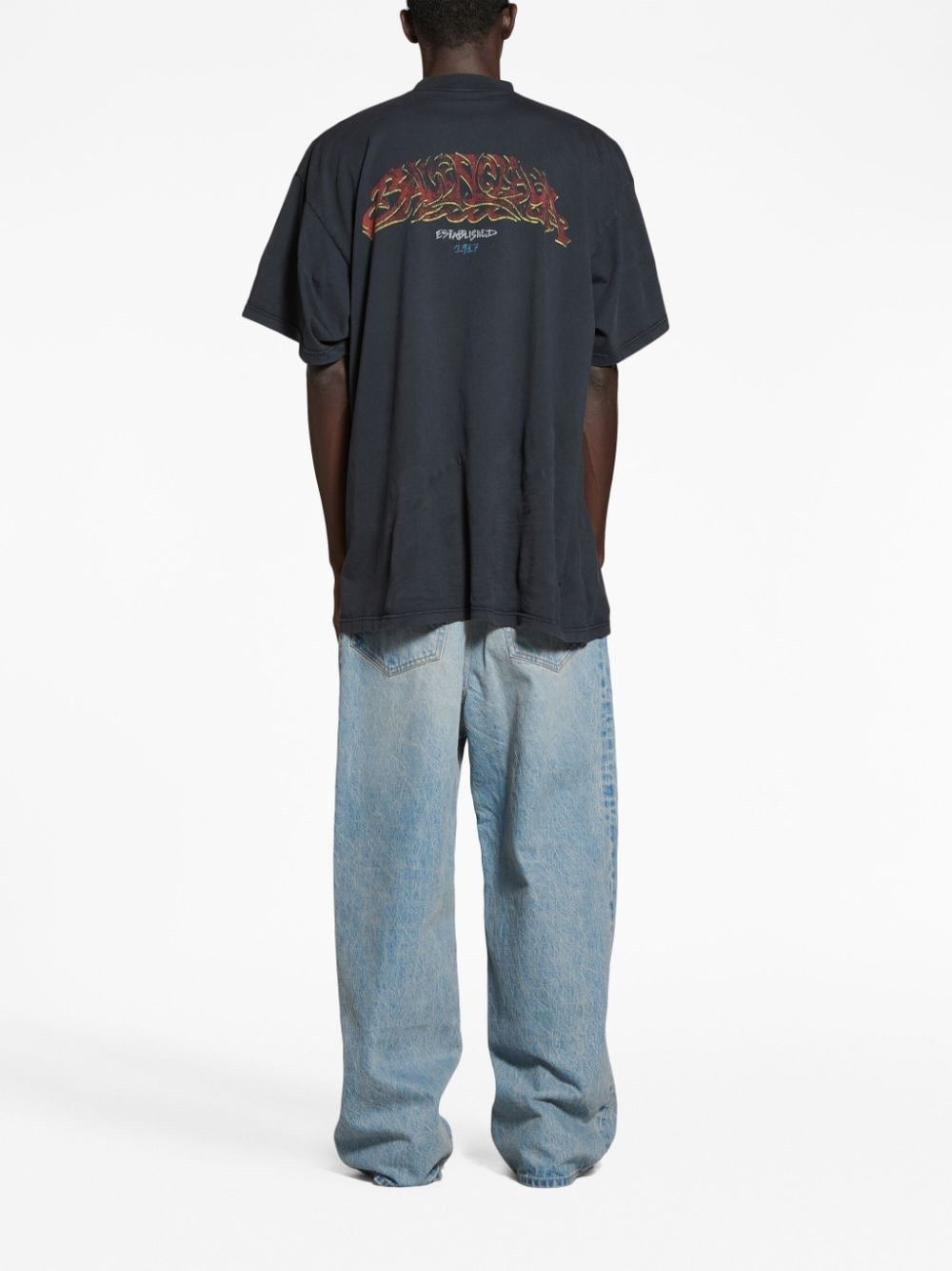 Balenciaga o1srvl11e0425 Offshore T-Shirt Oversized in Black Size L / US 10 / IT 46 - 4 Thumbnail