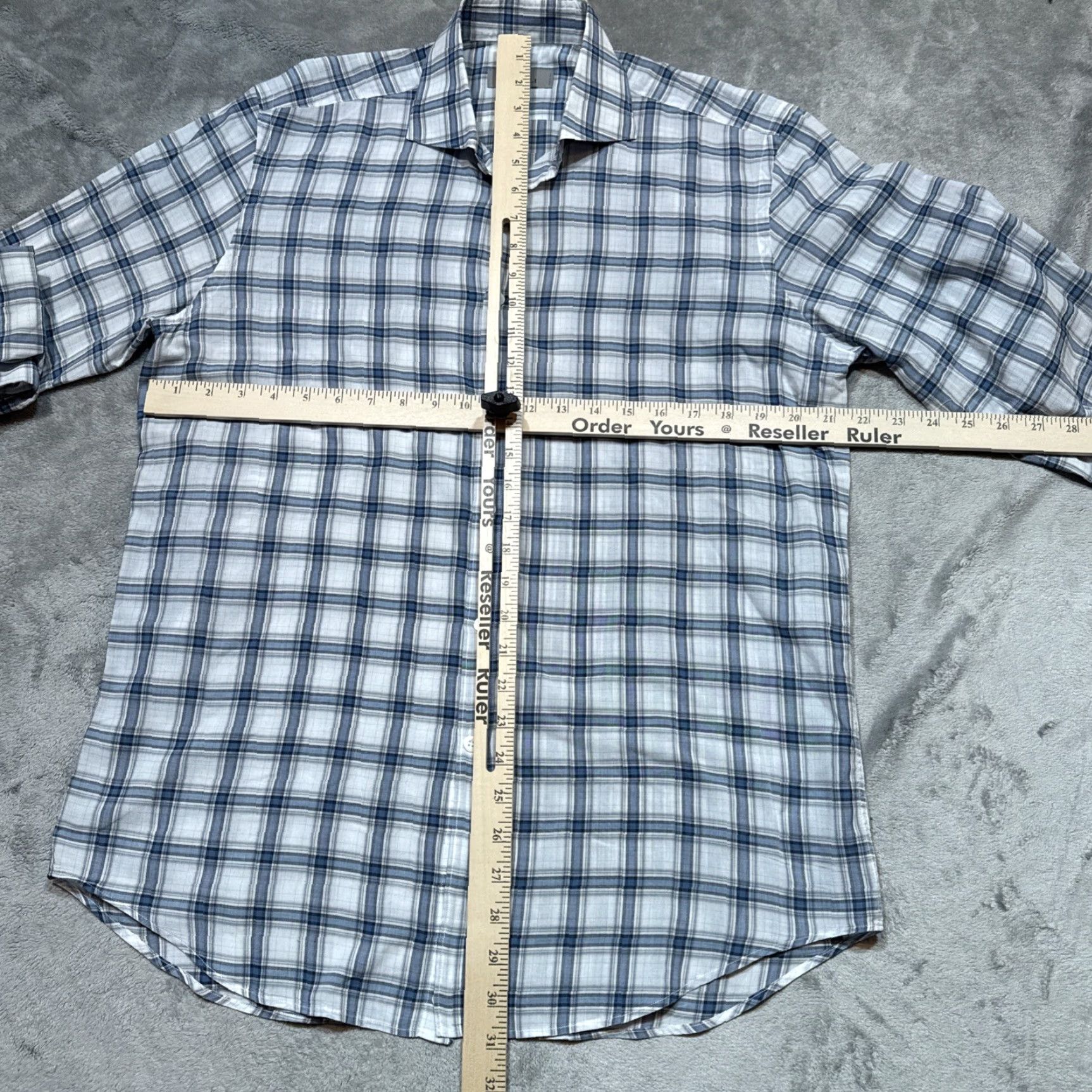 Canali Canali Shirt Mens Large Blue Plaid Button-Up Pocket Italy Size US L / EU 52-54 / 3 - 5 Thumbnail