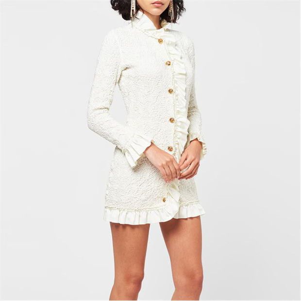 Alexander Wang o1g2r1mq0824 Smocked Ruffle Mini Dress in White Size M / US 6-8 / IT 42-44 - 3 Thumbnail