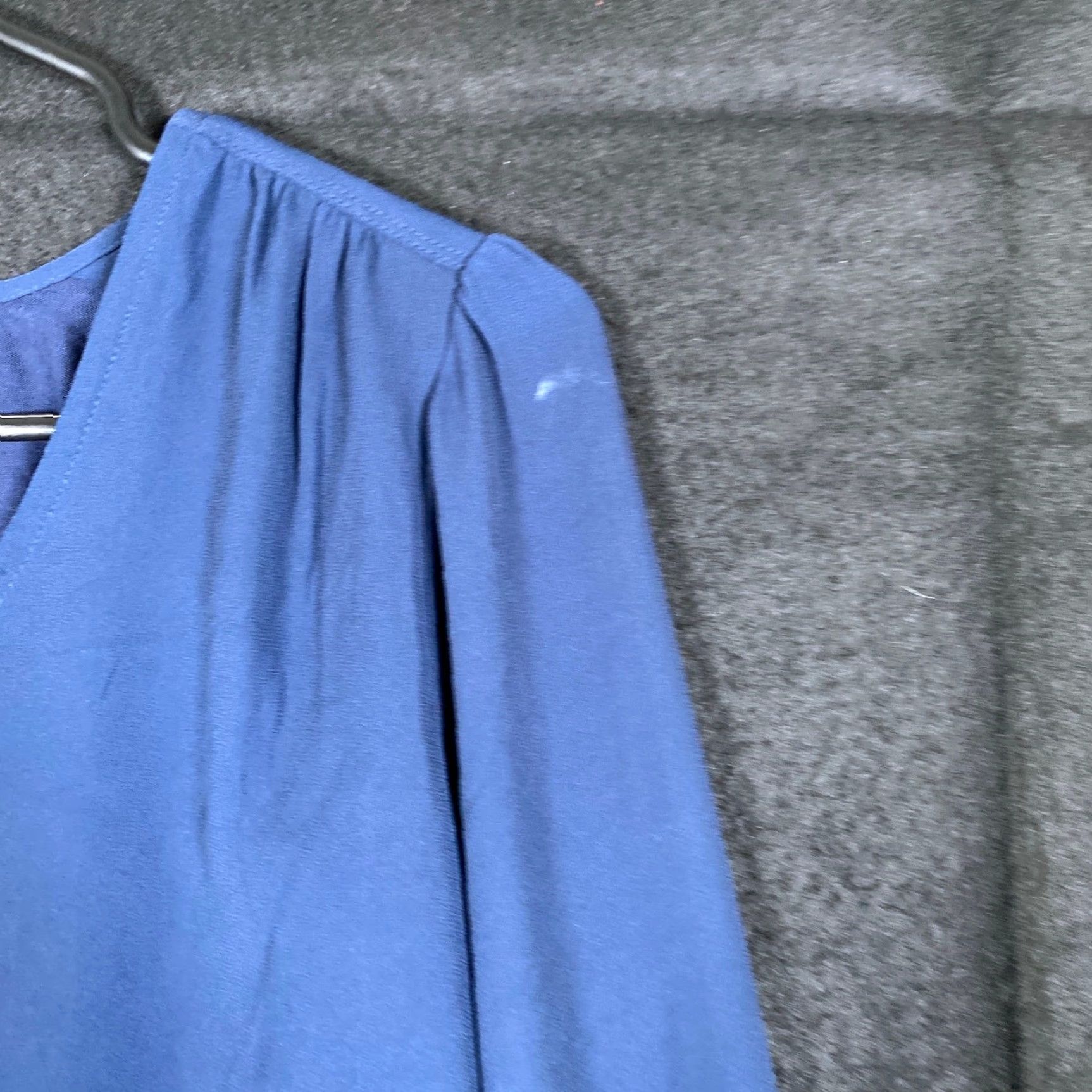 Loft LOFT Womens Blouse Blue Long Sleeve V Neck Button Front Woven Medium Size M / US 6-8 / IT 42-44 - 5 Thumbnail