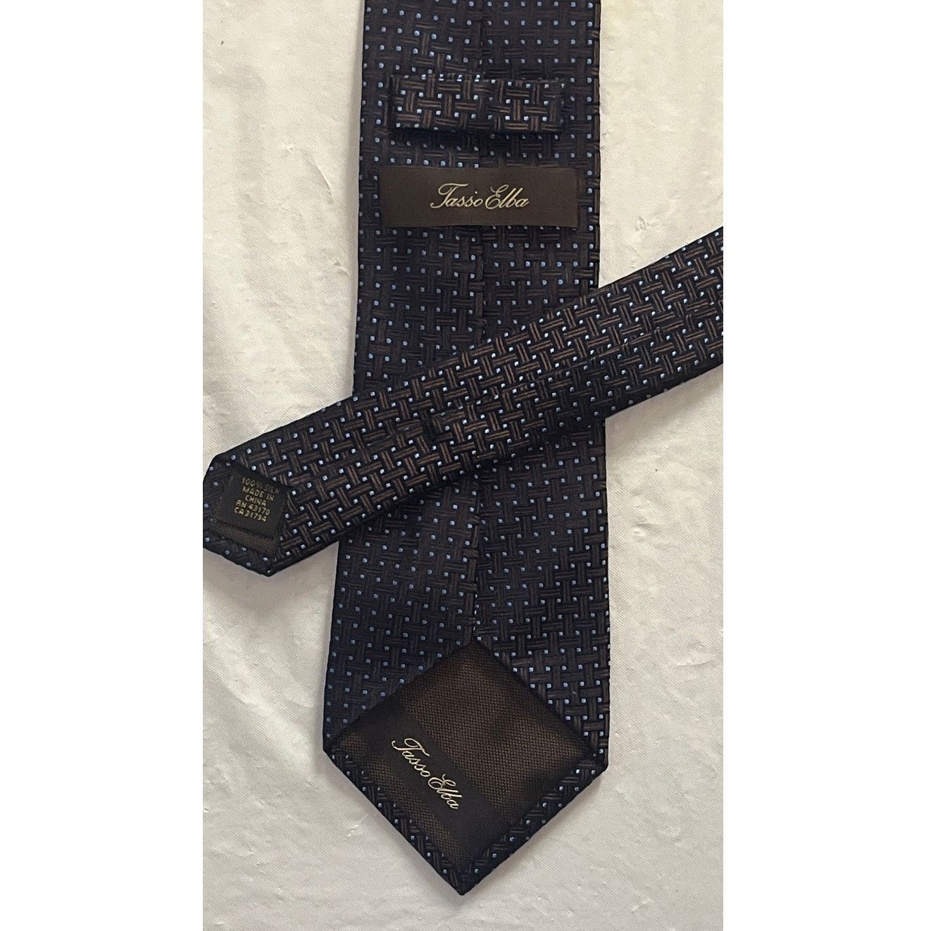 Tasso Elba Tasso Elba Men's Tie All silk Neck-Tie - Brown & Blue - Size ONE SIZE - 4 Thumbnail