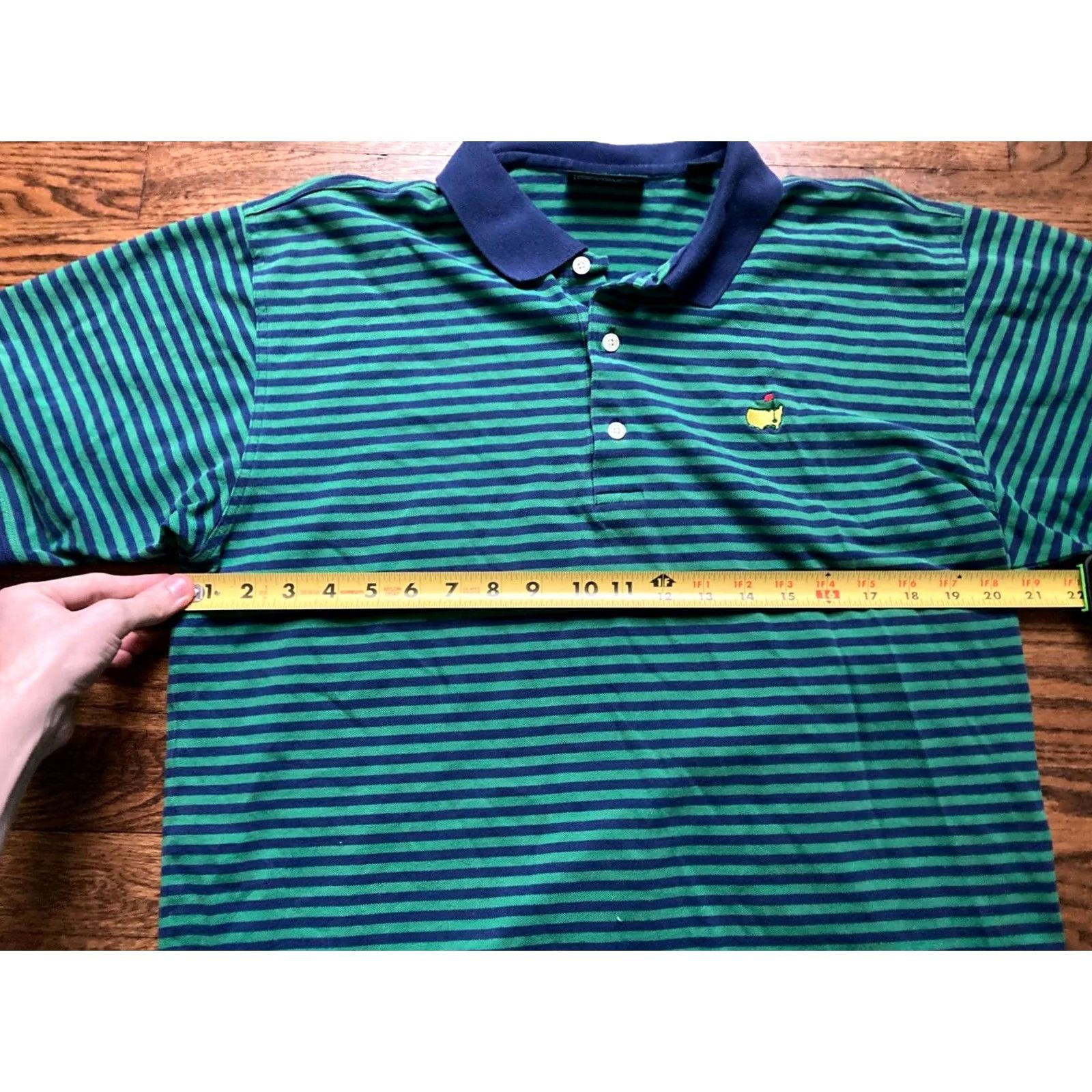 Vintage Masters Collection Polo Shirt Mens L Green Striped Golf Polo Shirt, Short Sleeve, Collared, 100% Cotton, Regular Fit, Masters Collection, Size L Size US L / EU 52-54 / 3 - 7 Thumbnail